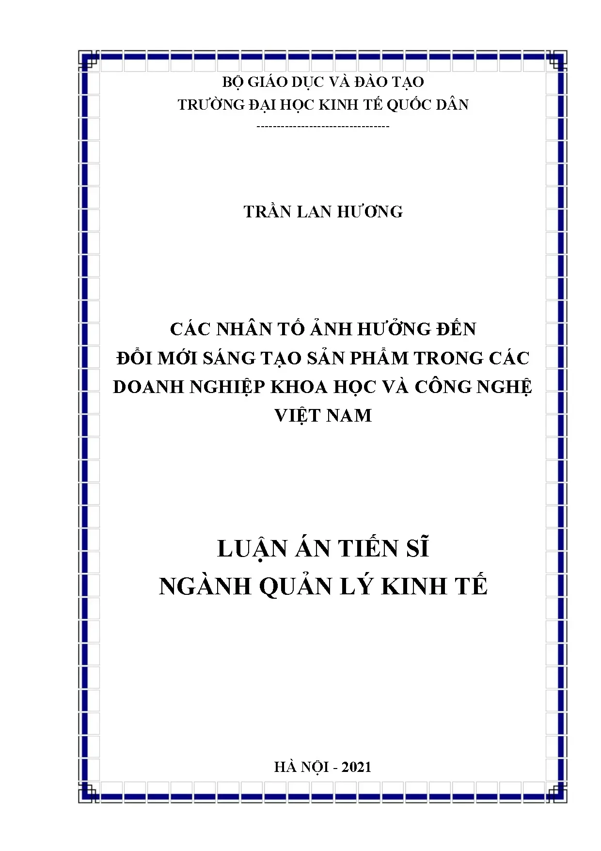 Luận án tiến sĩ các nhân tố ảnh hưởng đến đổi mới sáng tạo s