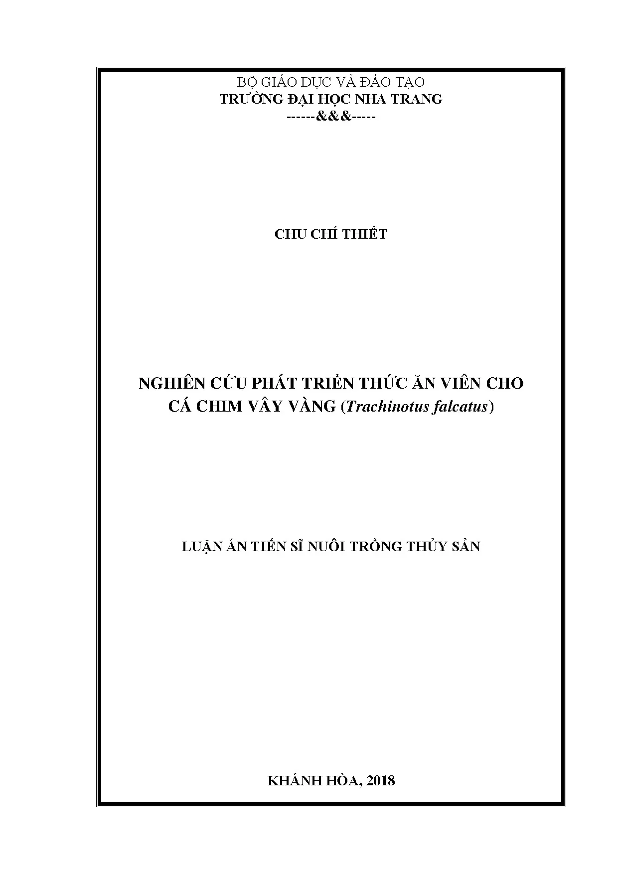 Nghiên cứu phát triển thức ăn viên cho cá chim vây vàng trac