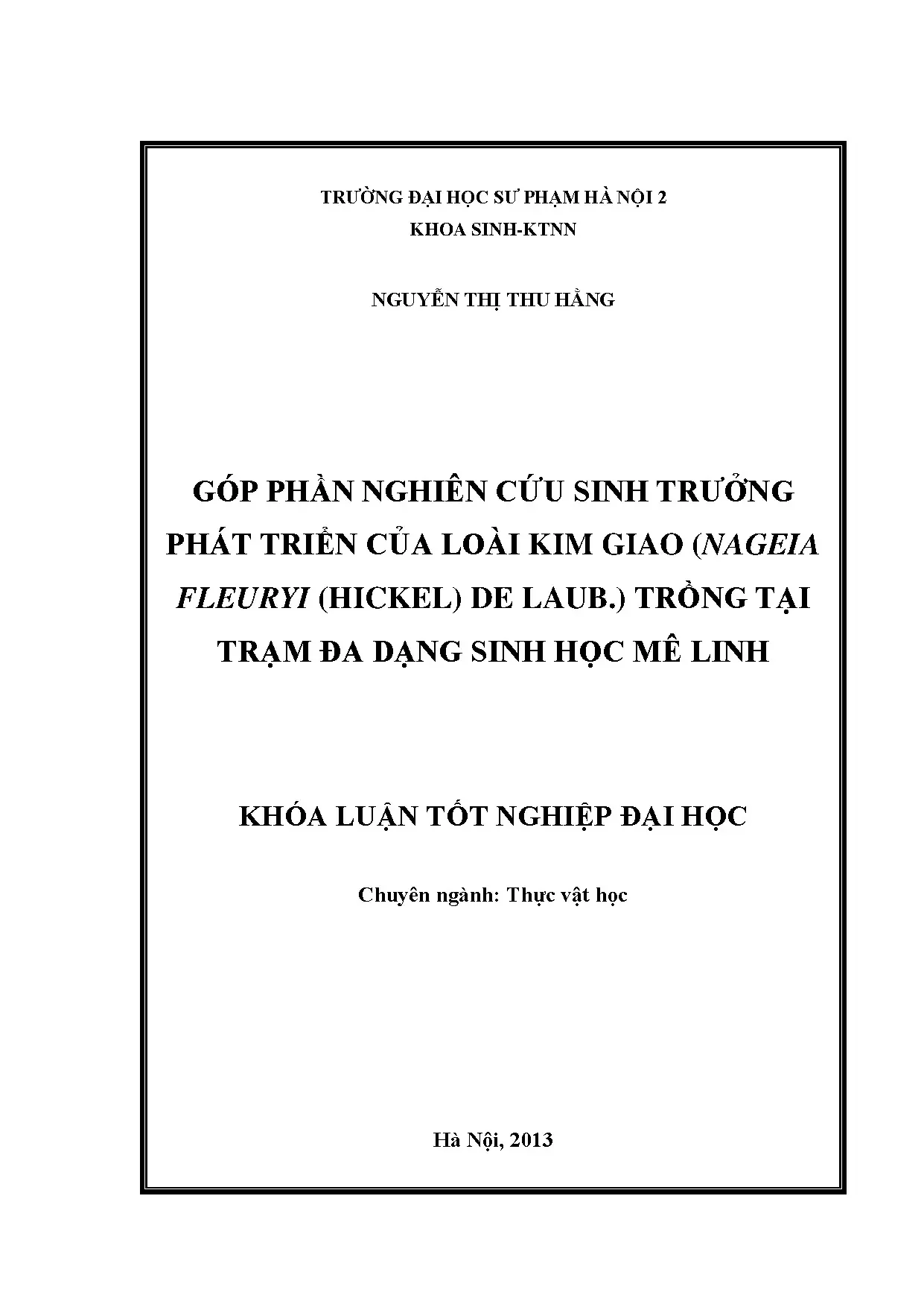 Góp phần nghiên cứu sinh trưởng phát triển của loài kim giao