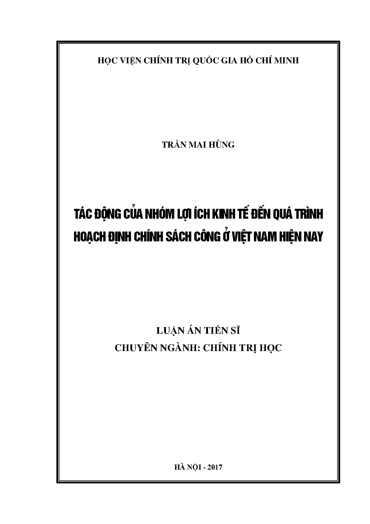 Tác động nhóm lợi ích kinh tế đến chính sách công Việt Nam