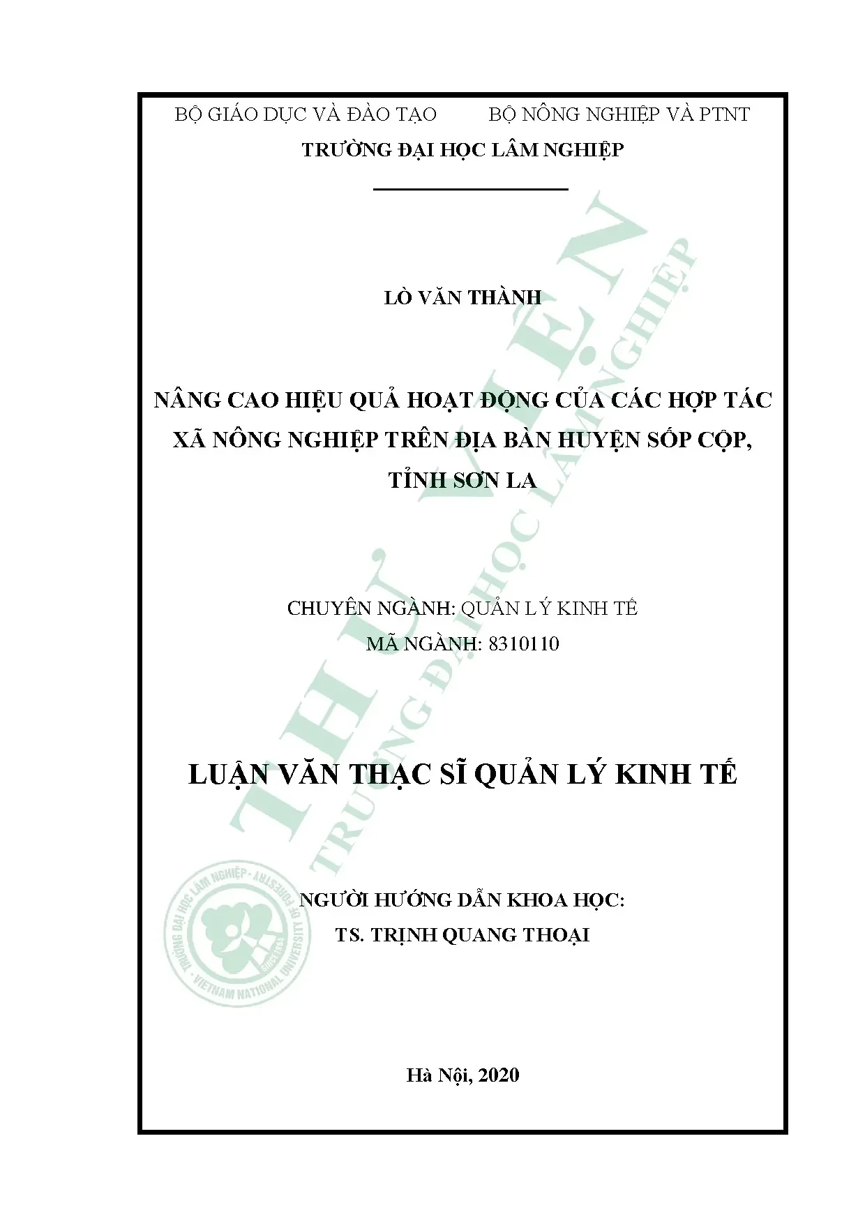 Nâng cao hiệu quả HTX nông nghiệp huyện Sốp Cộp, Sơn La