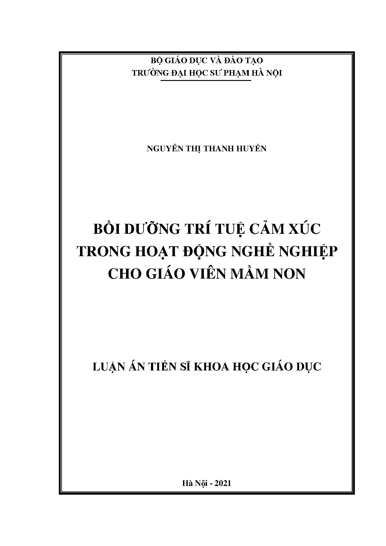 Luận án tiến sĩ khoa học giáo dục bồi dưỡng trí tuệ cảm xúc