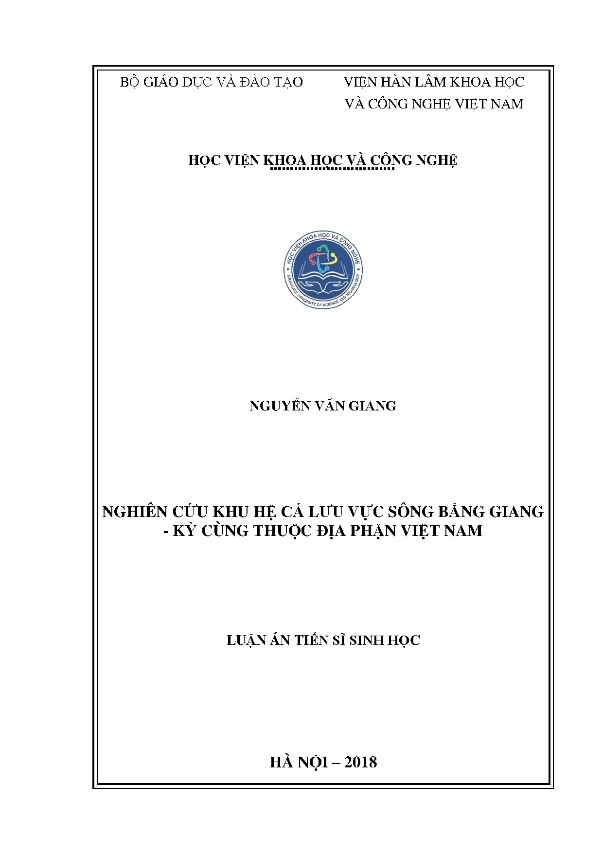 Khu hệ cá sông Bằng Giang - Kỳ Cùng (Việt Nam): Luận án TS Sinh học