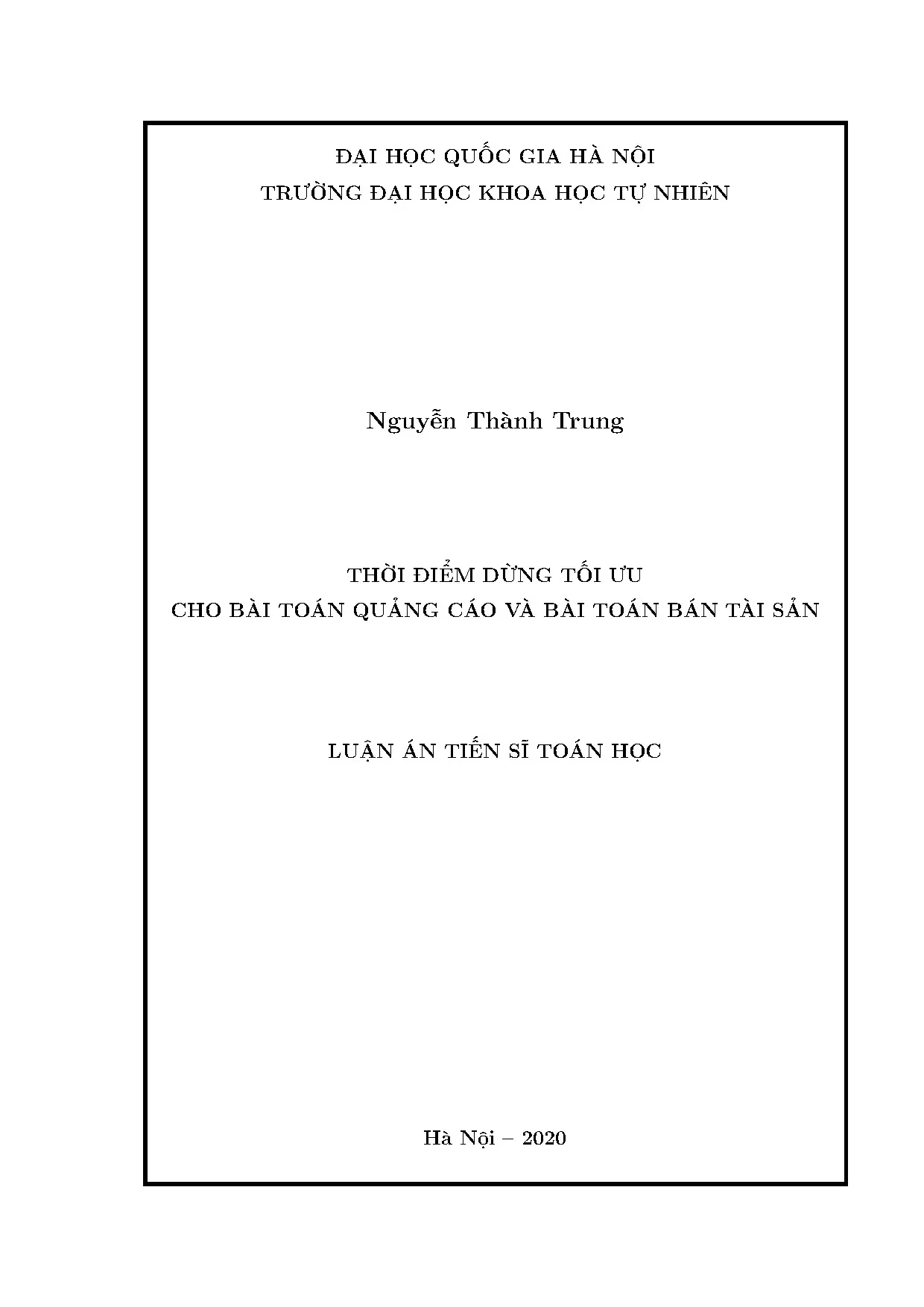 Thời điểm dừng tối ưu cho bài toán quảng cáo và bài toán bán