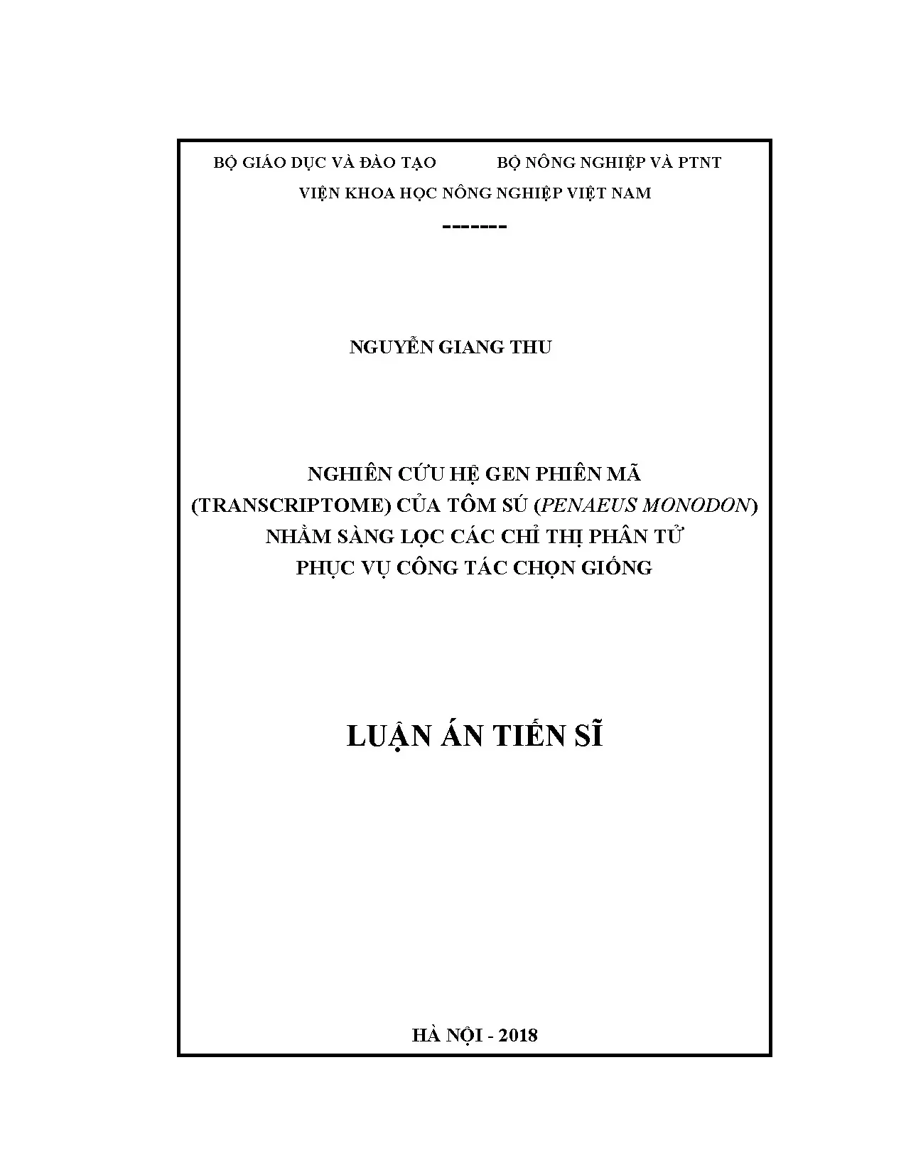 Luận án tiến sĩ nông nghiệp nghiên cứu hệ gen phiên mã trans
