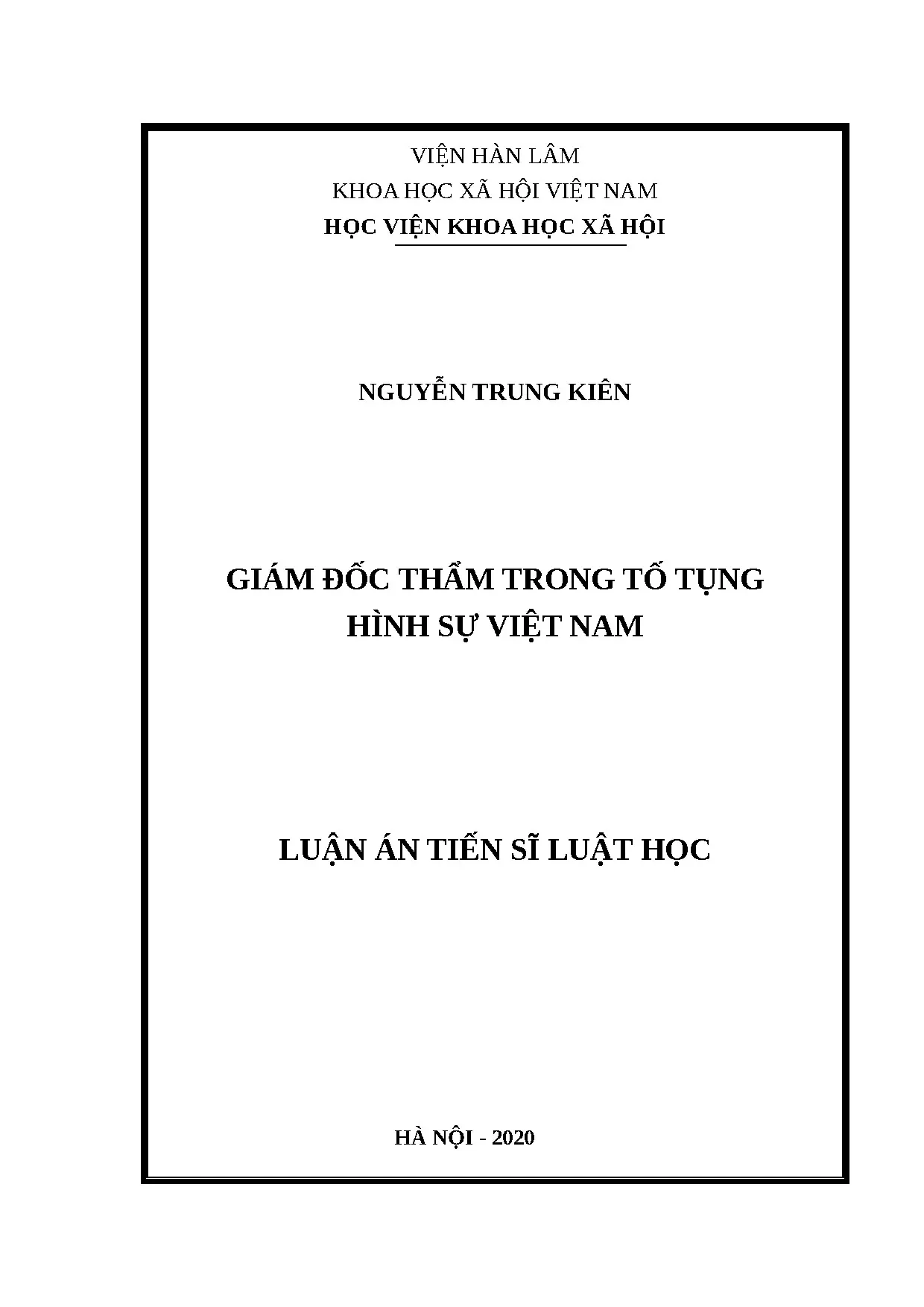 Luận án tiến sĩ giám đốc thẩm trong tố tụng hình sự việt nam