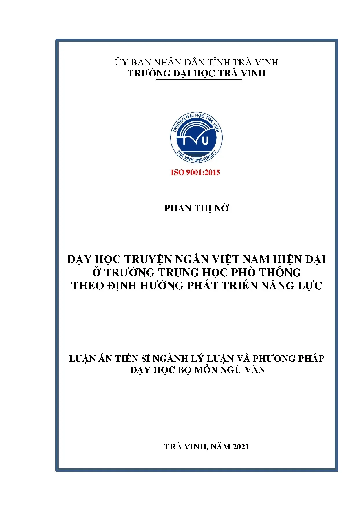 Luận án dạy học truyện ngắn việt nam hiện đại ở trường trung