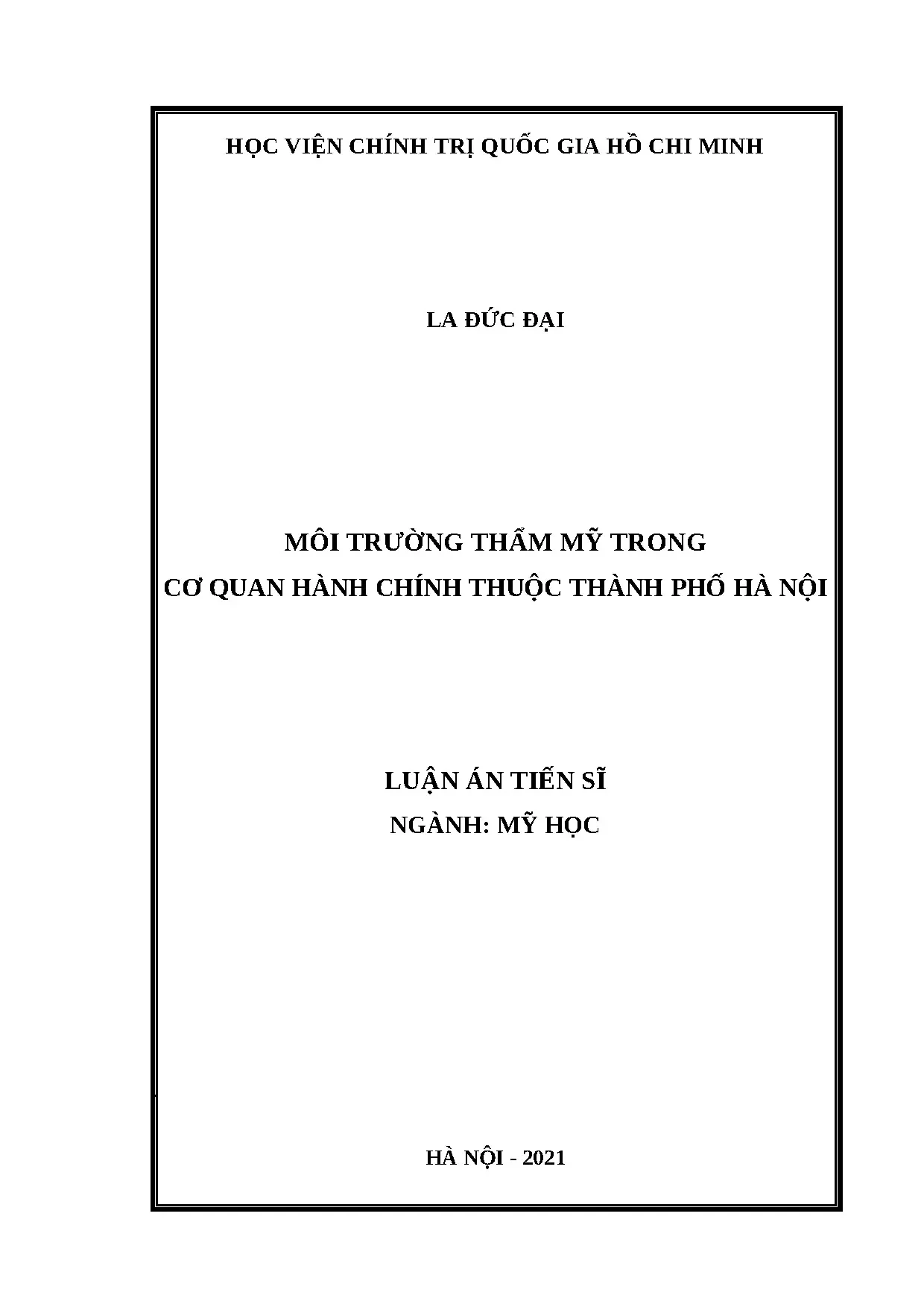 Luận án tiến sĩ file word môi trường thẩm mỹ trong cơ quan h