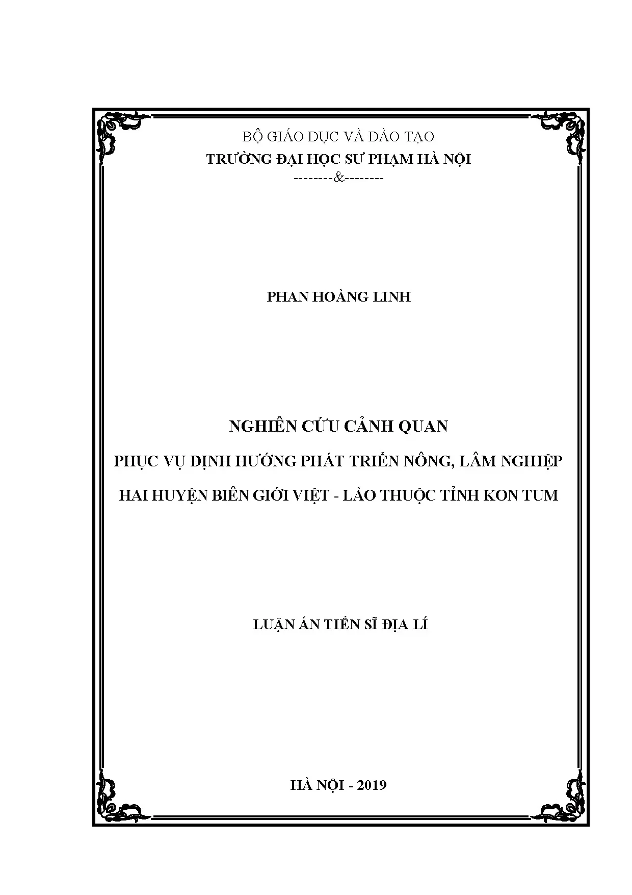 Luận án tiến sĩ nghiên cứu cảnh quan phục vụ định hướng phát