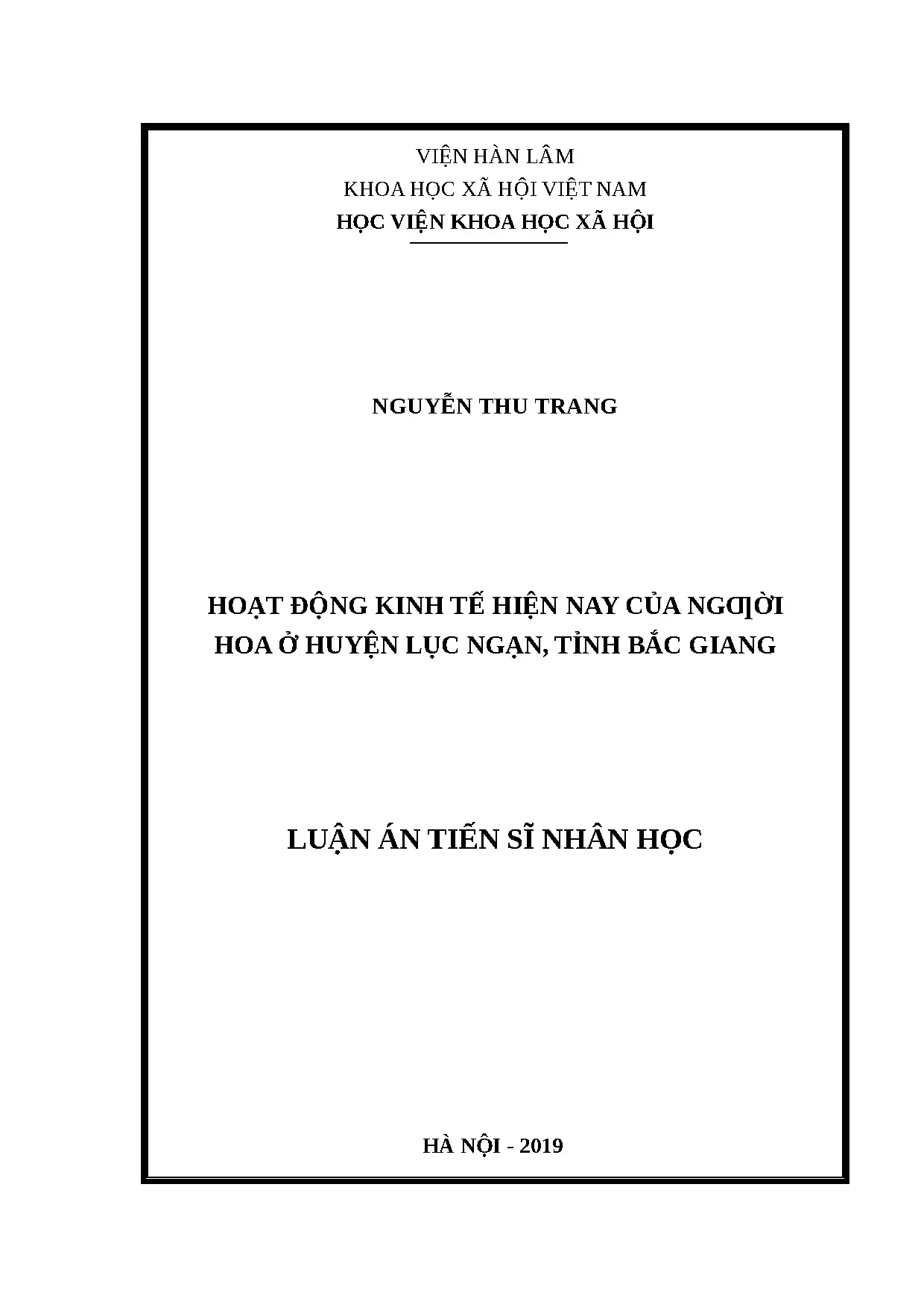 Hoạt động kinh tế của người Hoa ở huyện Lục Ngạn