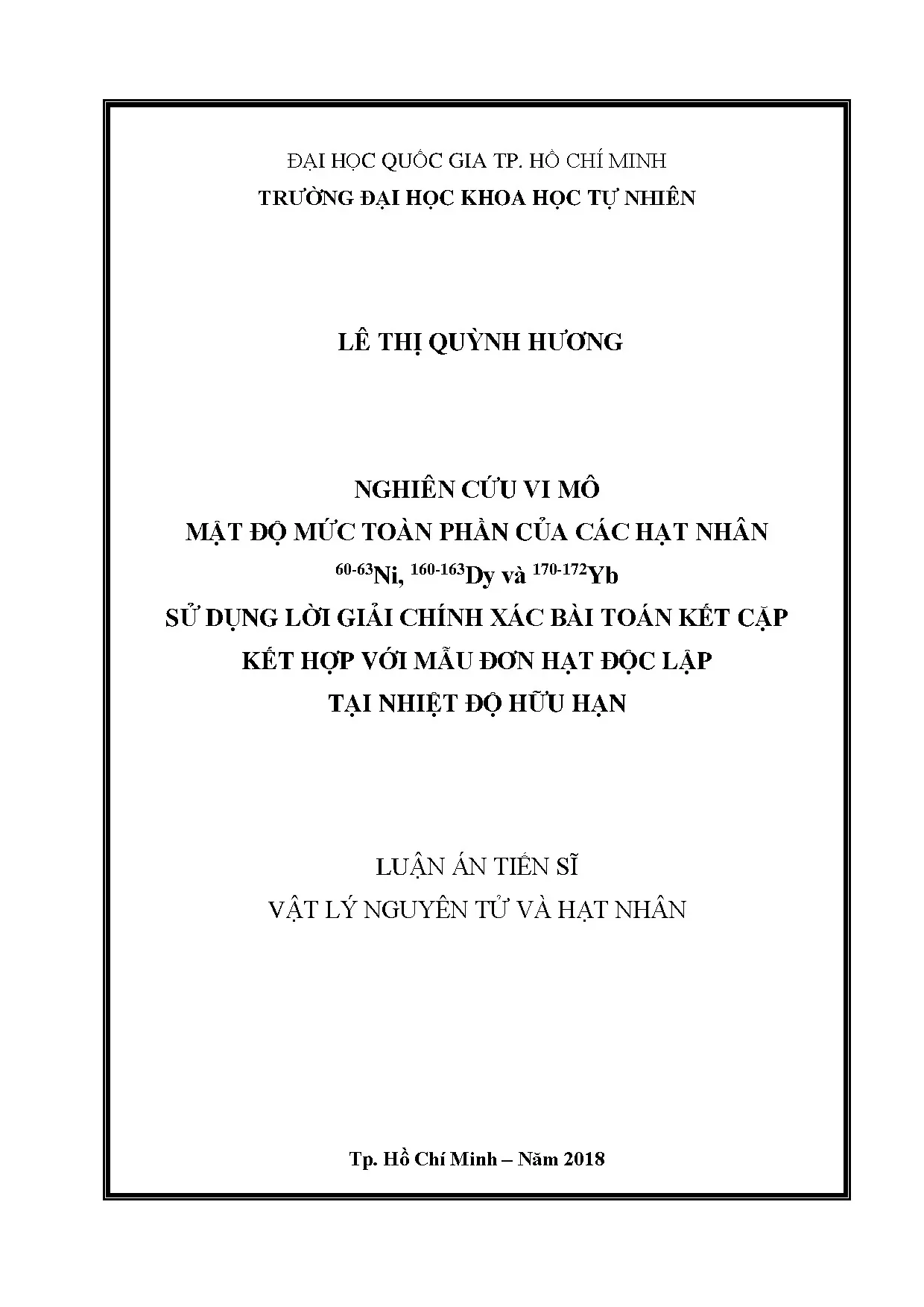 Nghiên cứu vi mô mật độ mức toàn phần của các hạt nhân 60 63