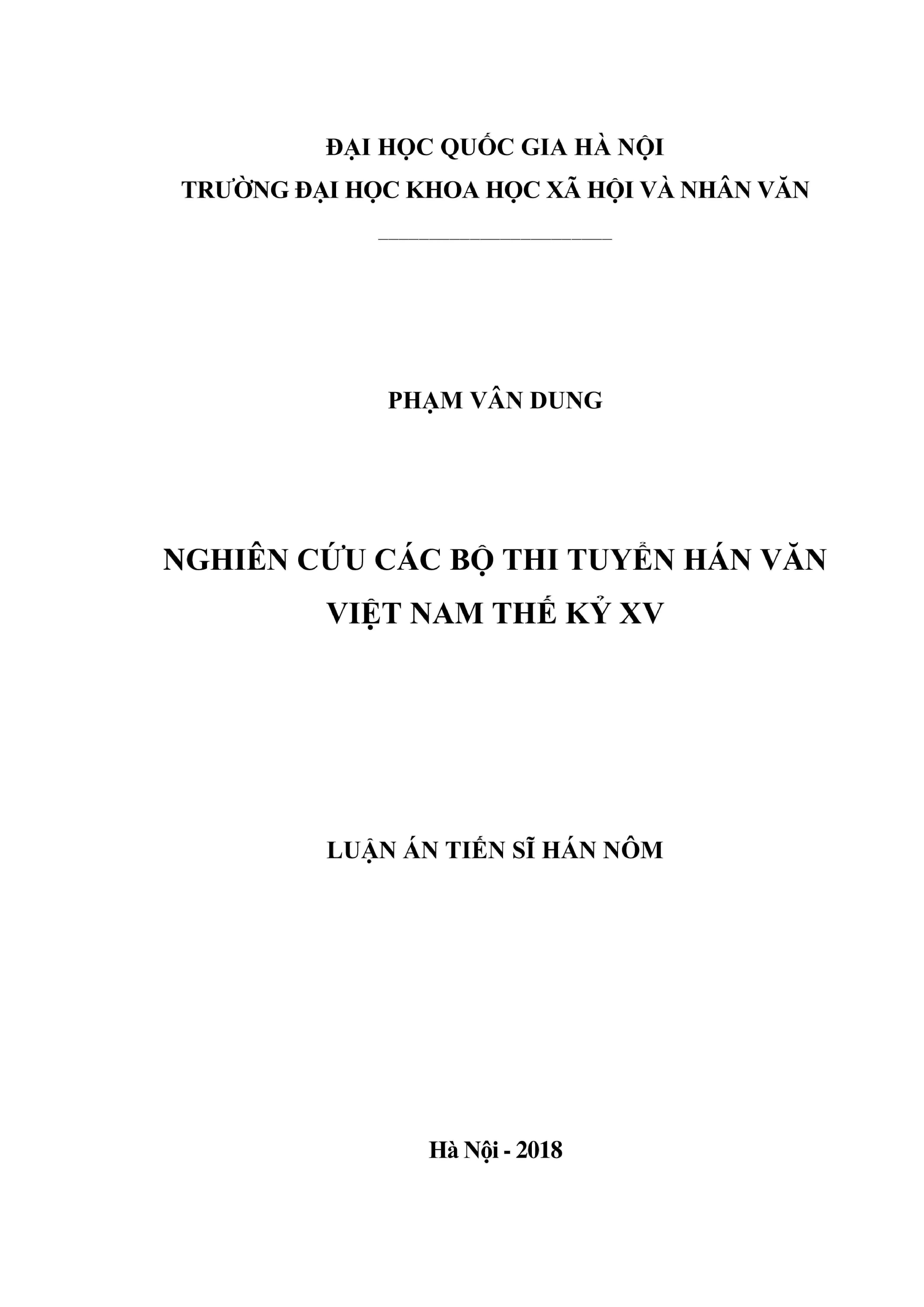 Luận án tiến sĩ hán nôm nghiên cứu các bộ thi tuyển hán văn