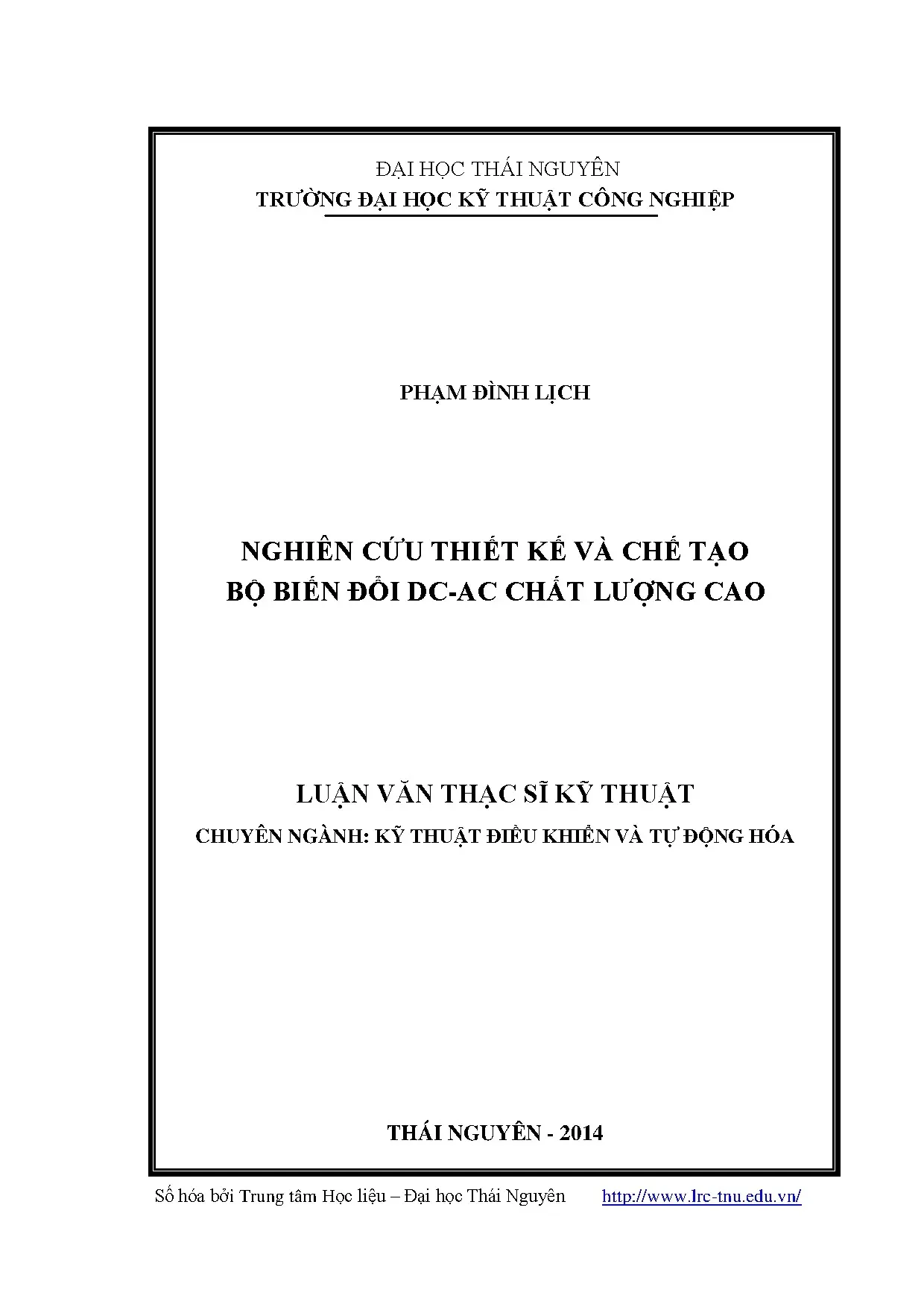 Nghiên cứu thiết kế và chế tạo bộ biến đổi dc ac chất lượng