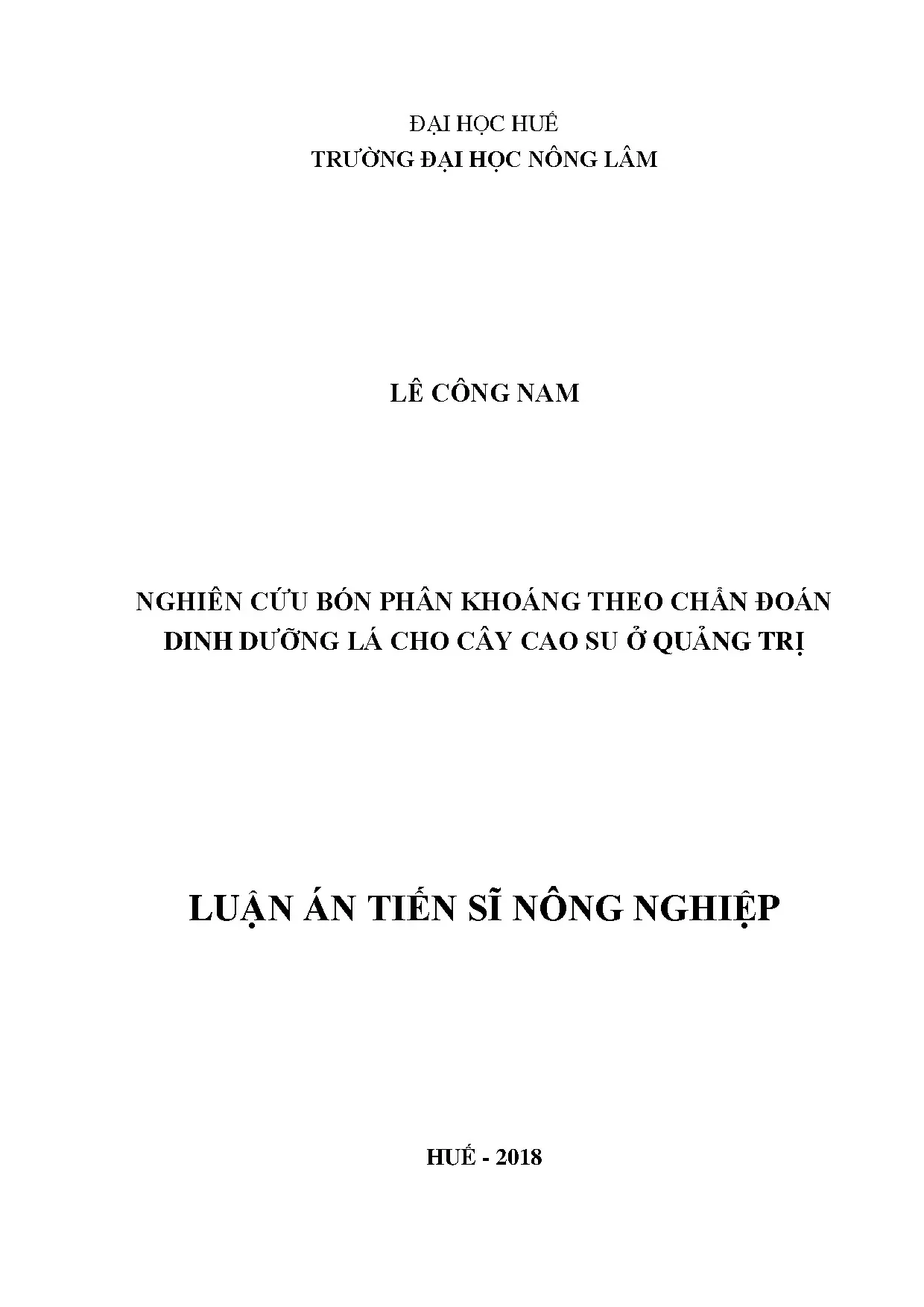 Nghiên cứu bón phân khoáng theo chẩn đoán dinh dưỡng lá cho