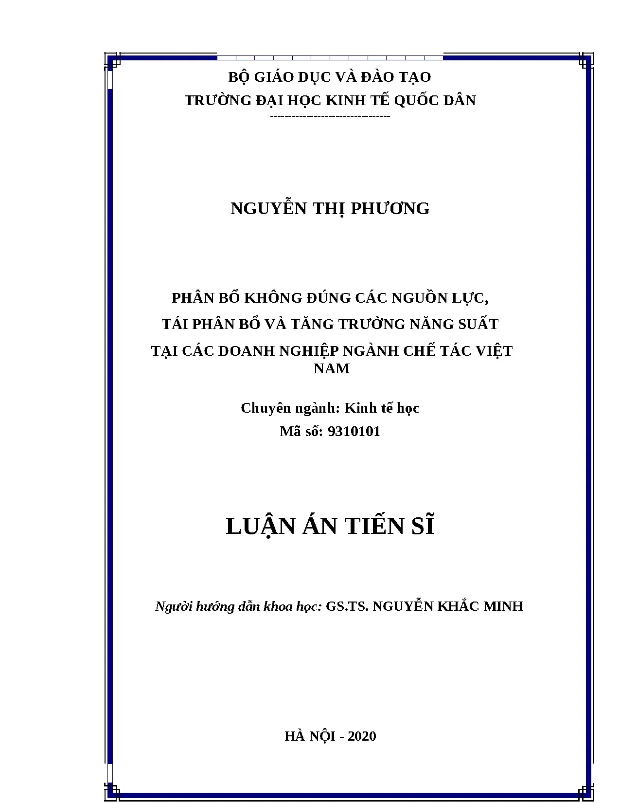 Luận án tiến sĩ kinh tế học full phân bổ không đúng các nguồ
