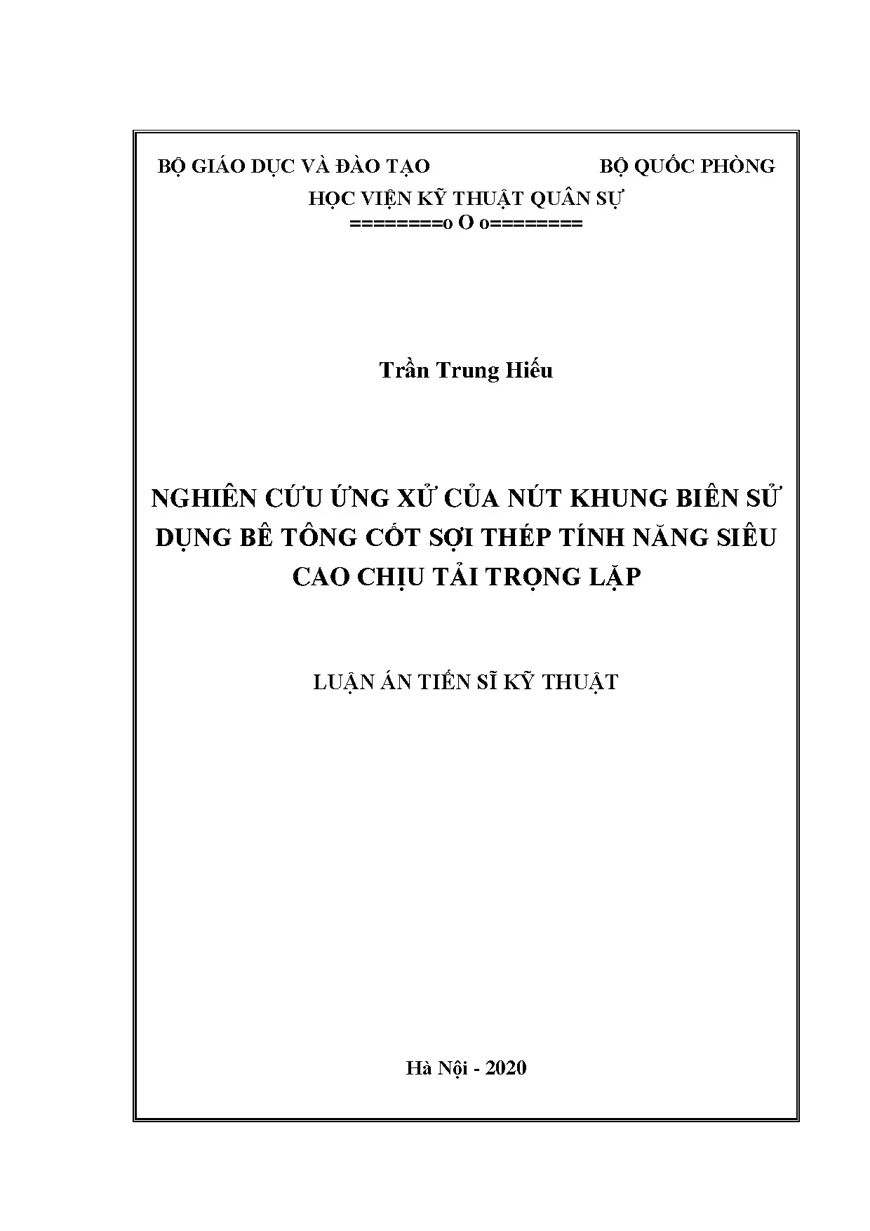 Nút khung biên UHPSFRC chịu tải trọng lặp: Nghiên cứu tiến sĩ