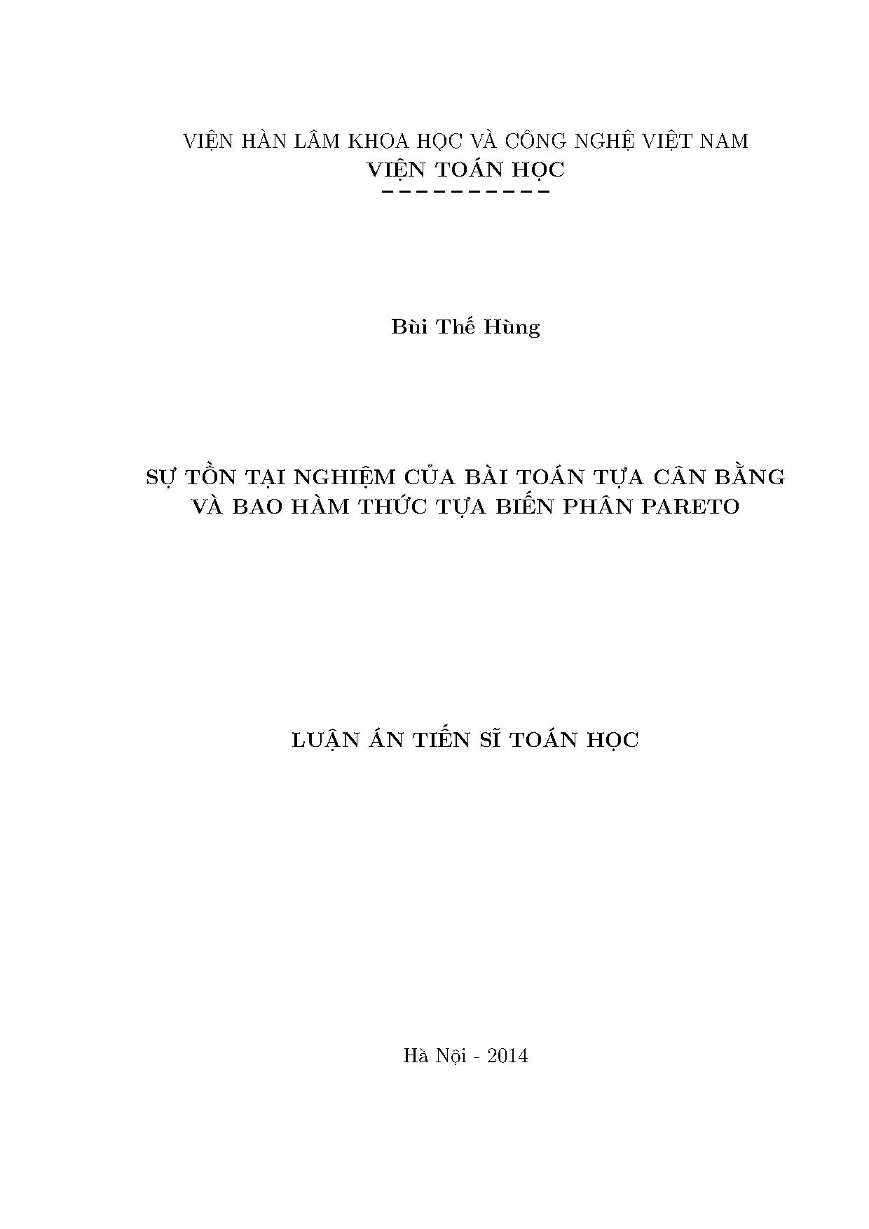 Sự tồn tại nghiệm của bài toán tựa cân bằng Pareto