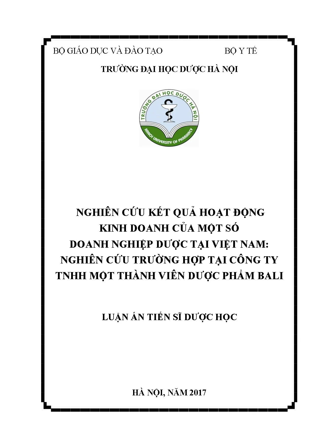 Kết quả kinh doanh doanh nghiệp dược Việt Nam: Luận án Tiến sĩ