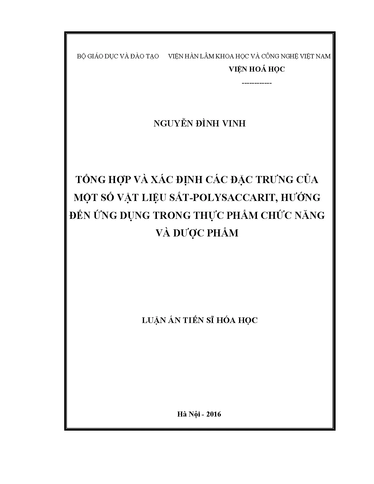Tổng hợp và xác định các đặc trưng của một số vật liệu sắtpo