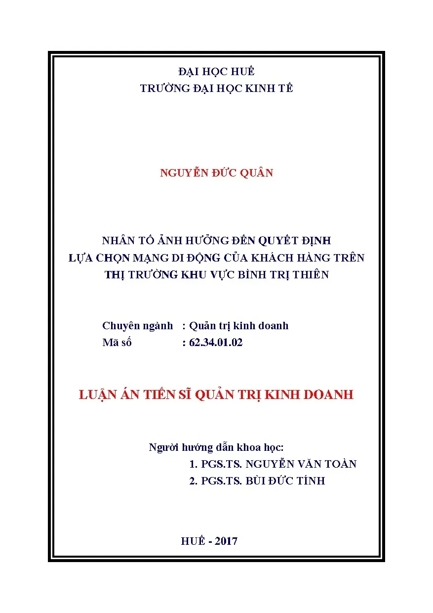 Yếu tố ảnh hưởng chọn mạng di động Bình Trị Thiên