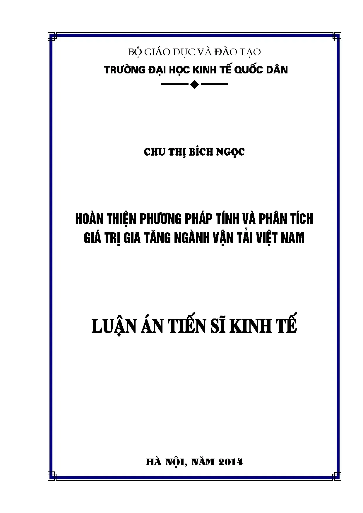 Hoàn thiện tính và phân tích giá trị gia tăng ngành vận tải Việt Nam