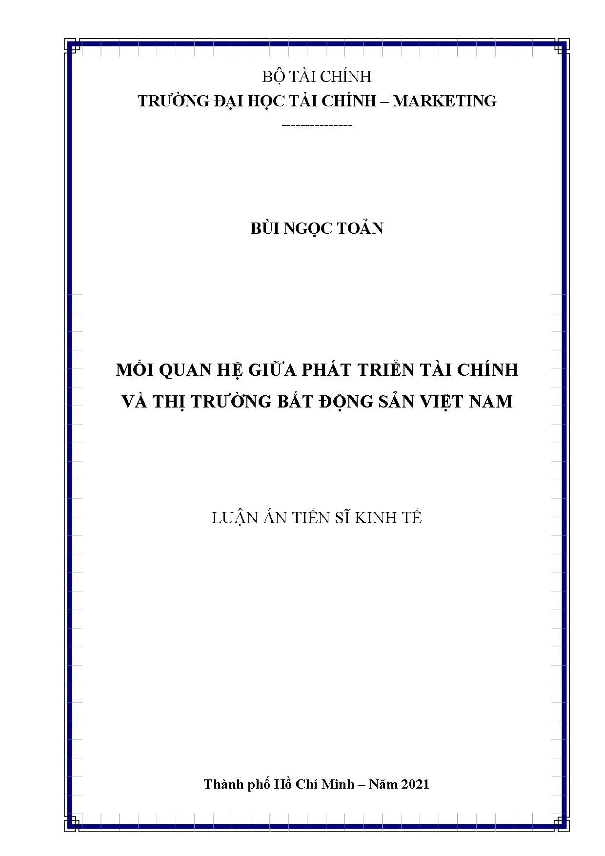 Phát triển tài chính & BĐS Việt Nam: Luận án TS