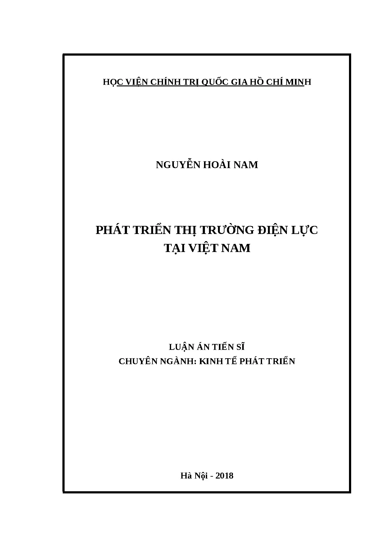 Phát triển thị trường điện lực Việt Nam: Luận án TS