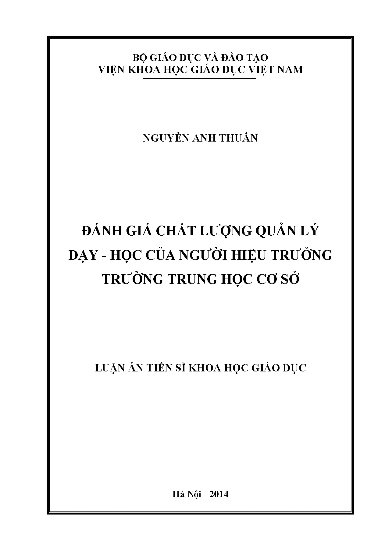 Đánh giá Quản lý Dạy - Học của Hiệu trưởng THCS