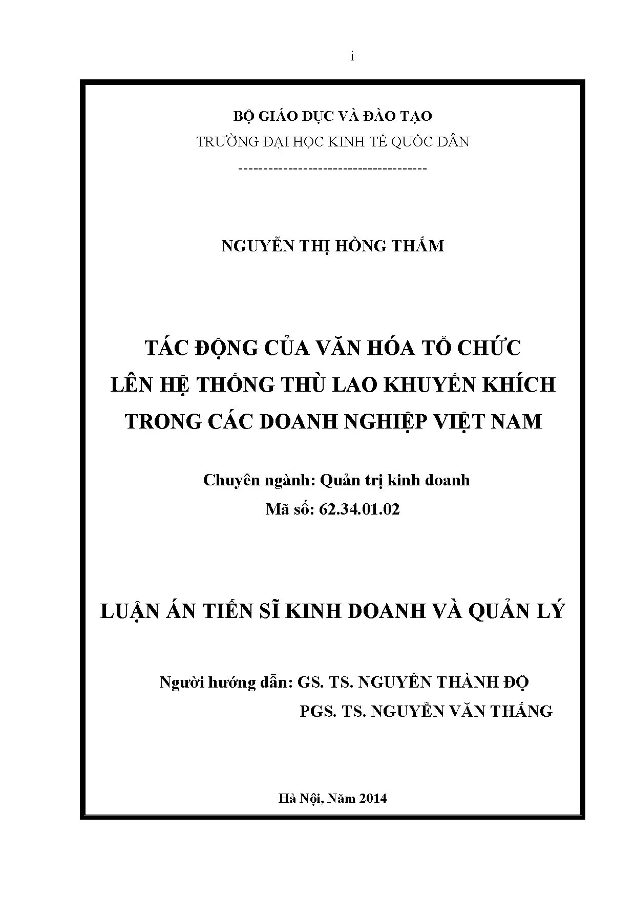 Văn hóa tổ chức và hệ thống thù lao khuyến khích Việt Nam