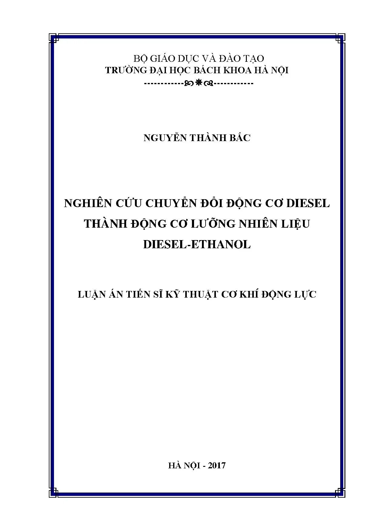 Nghiên cứu chuyển đổi động cơ diesel thành động cơ lưỡng nhi