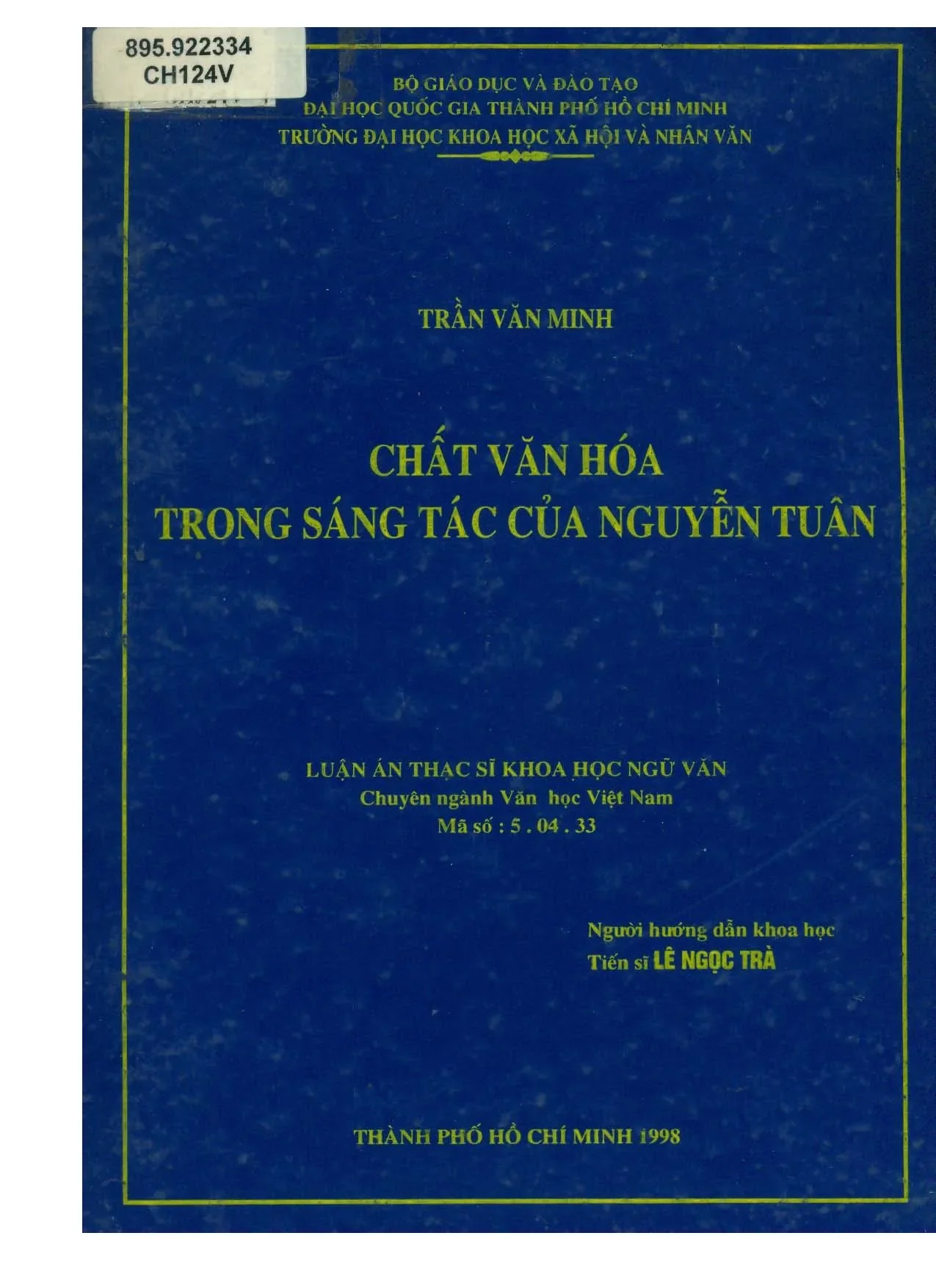 Luận án tiến sĩ khoa học văn học chất văn hoá trong sáng tác