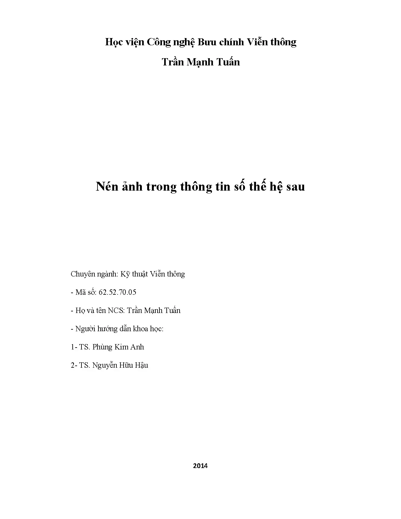 Nén ảnh trong thông tin số thế hệ sau