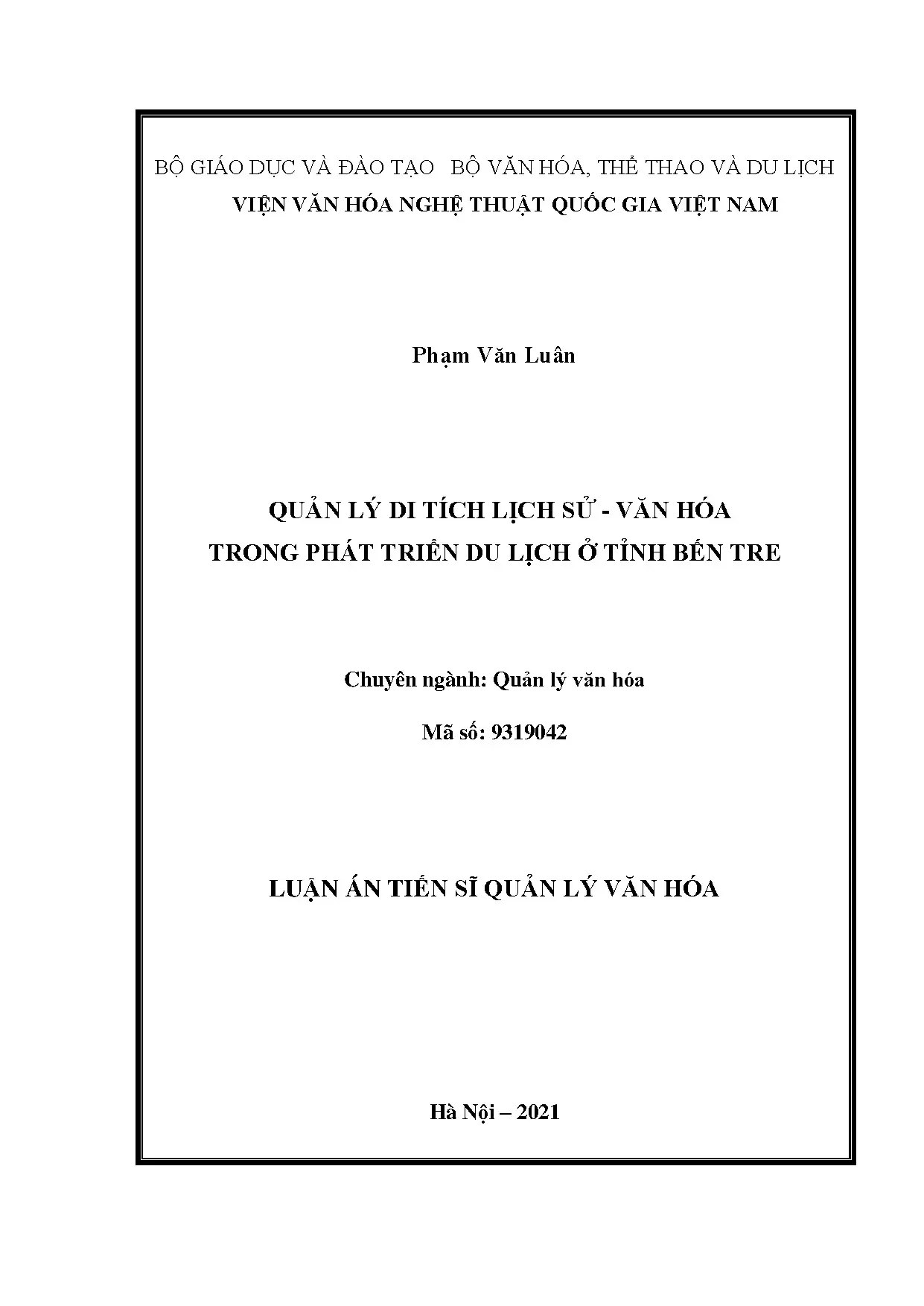 Quản lý di tích lịch sử - văn hóa Bến Tre và phát triển du lịch