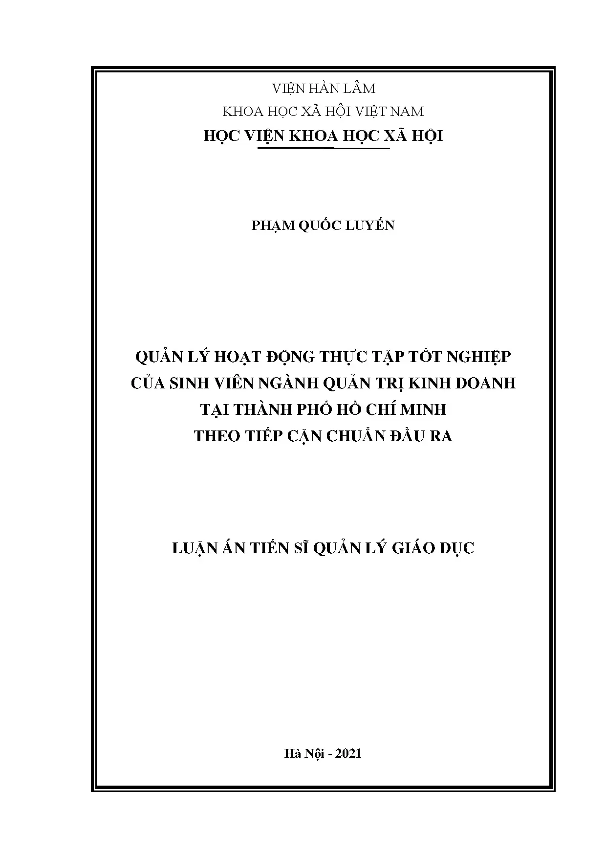 Quản lý hoạt động thực tập tốt nghiệp của sinh viên ngành qu