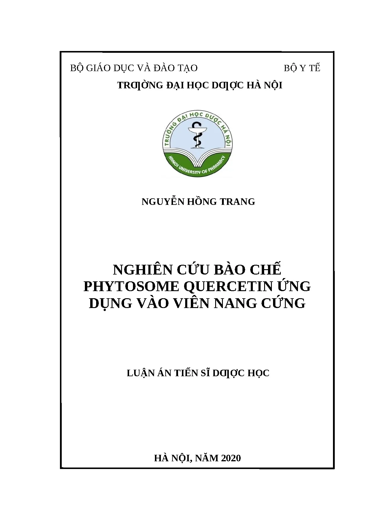 Luận án tiến sĩ nghiên cứu bào chế phytosome quercetin ứng d