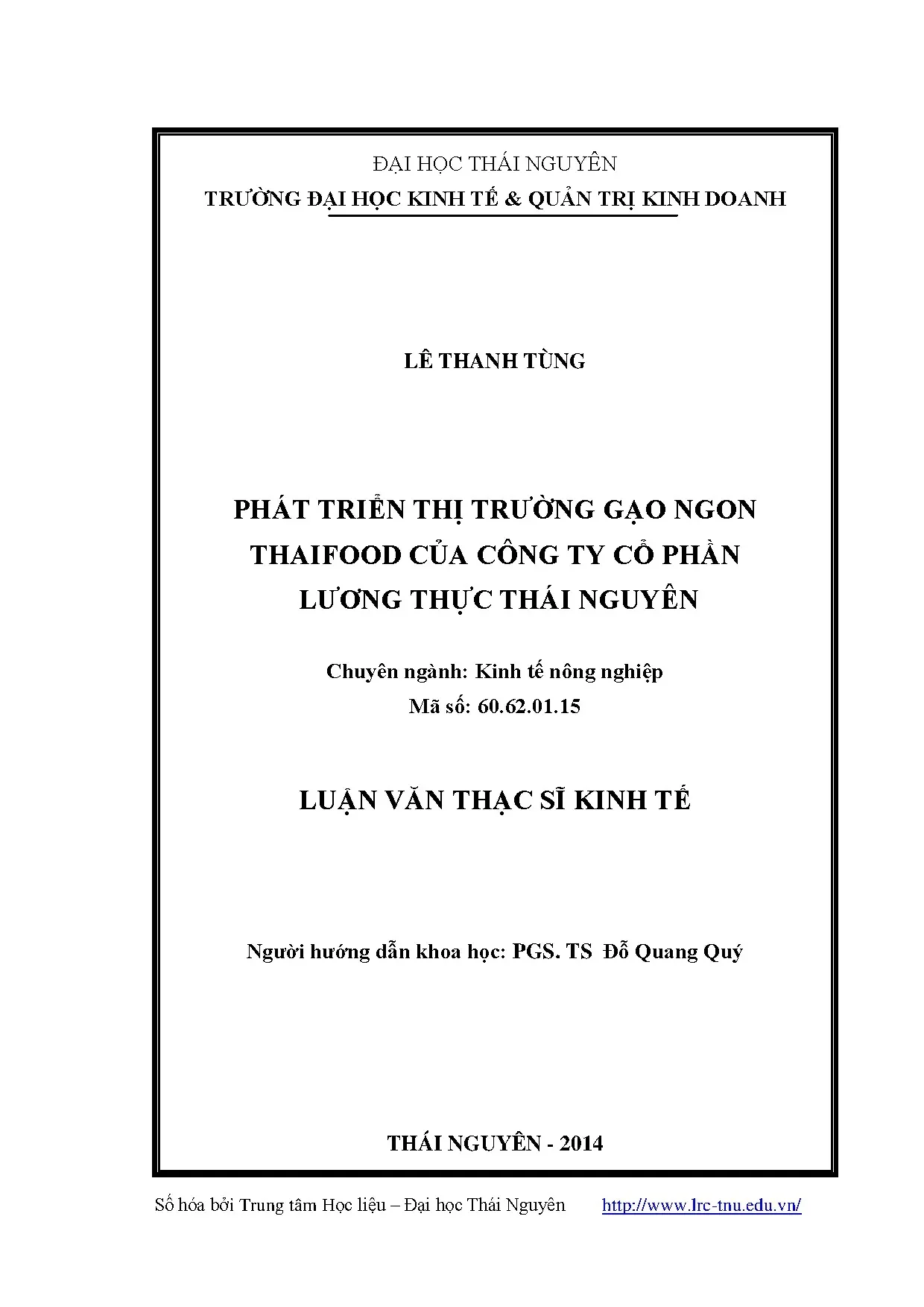 Phát triển thị trường gạo ngon thaifood của công ty cp lương
