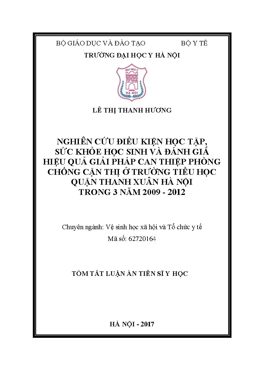 Tóm tắt luận án tiến sĩ y học nghiên cứu điều kiện học tập s