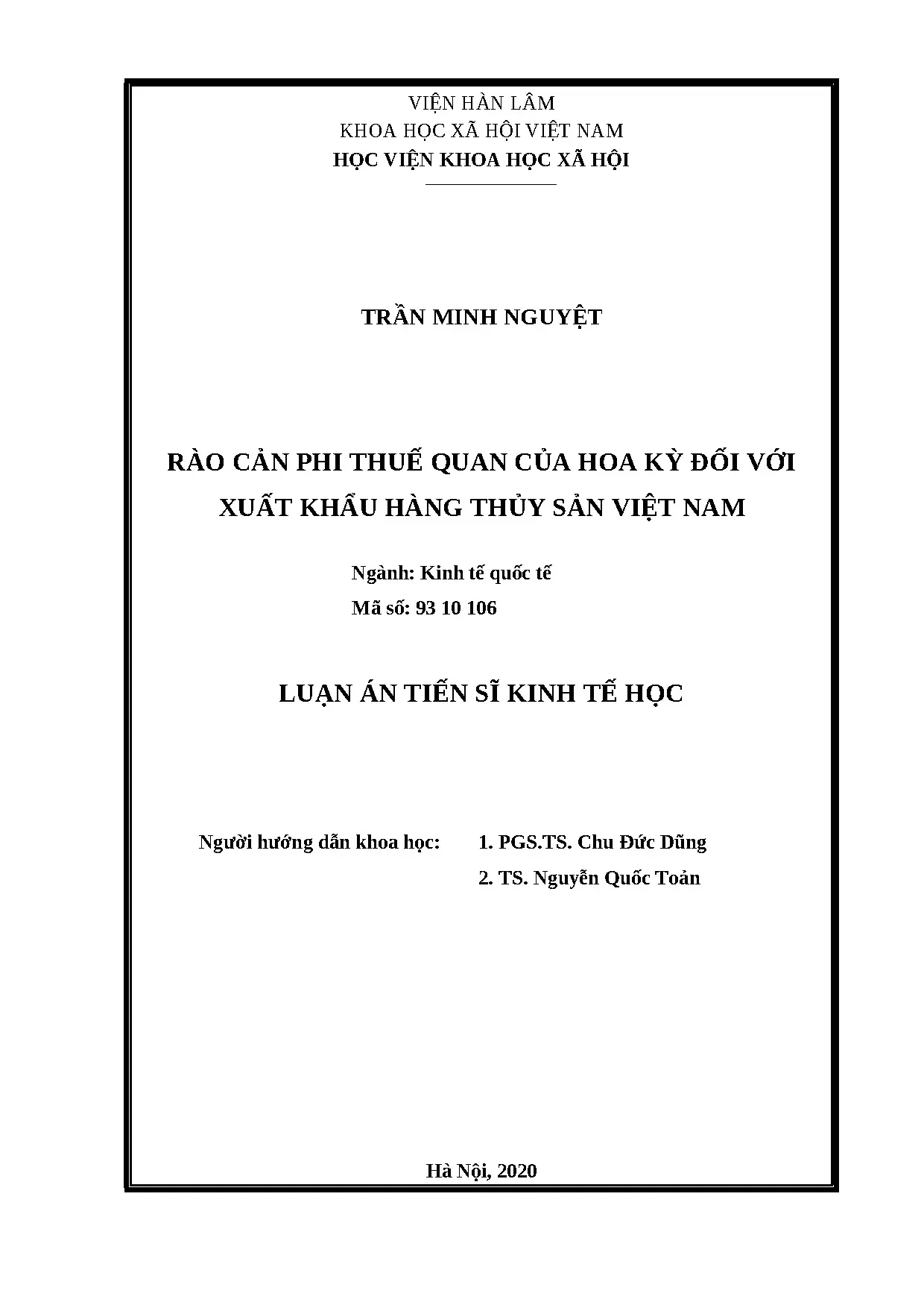 Luận án tiến sĩ kinh tế quốc tế full rào cản phi thuế quan c
