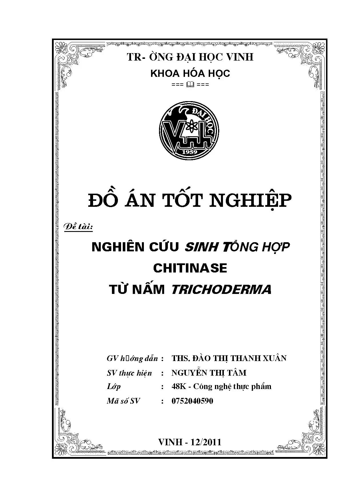 Nghiên cứu sinh tổng hợp Chitinase từ nấm Trichoderma