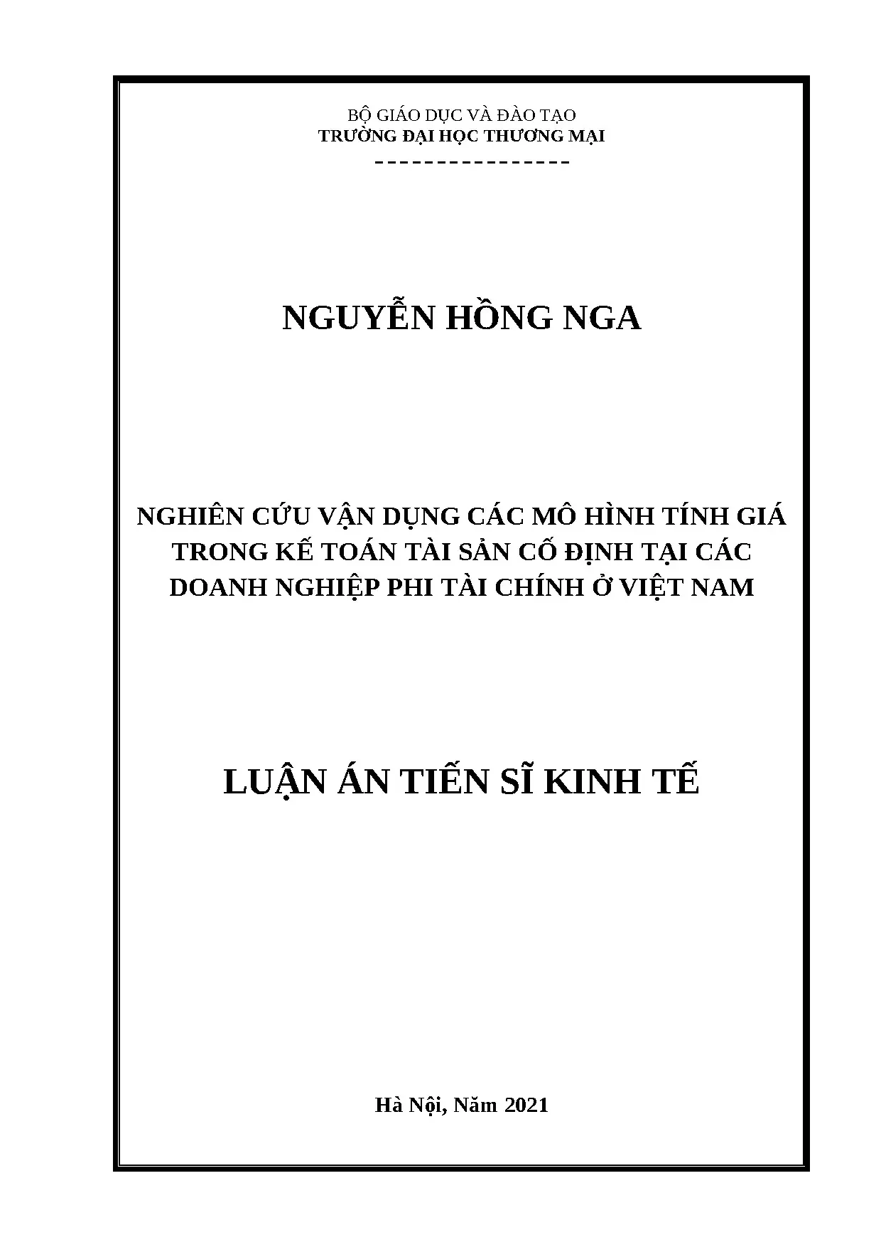 Mô hình tính giá kế toán tài sản cố định tại DN Việt Nam