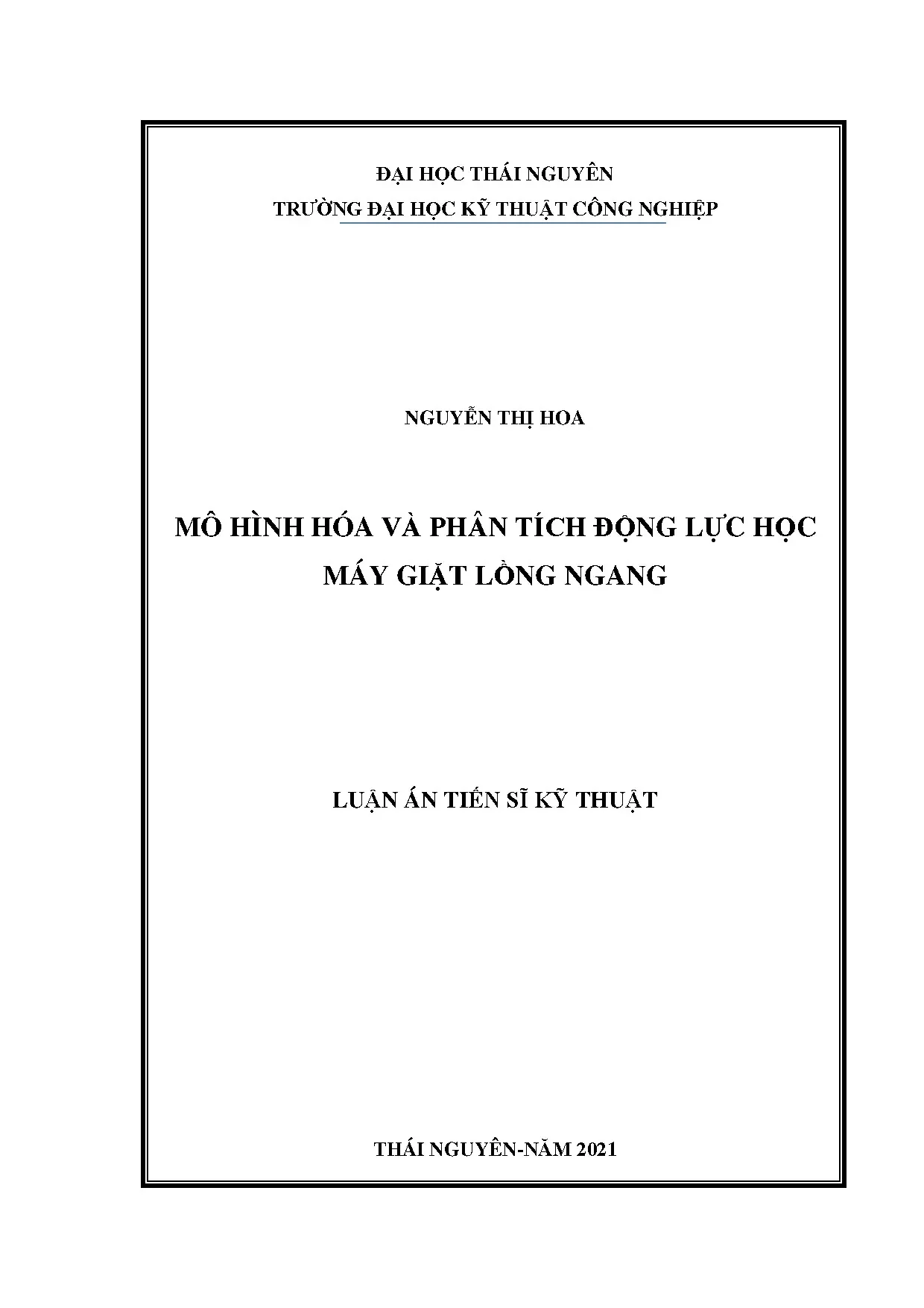 Luận án tiến sĩ mô hình hóa và phân tích động lực học máy gi