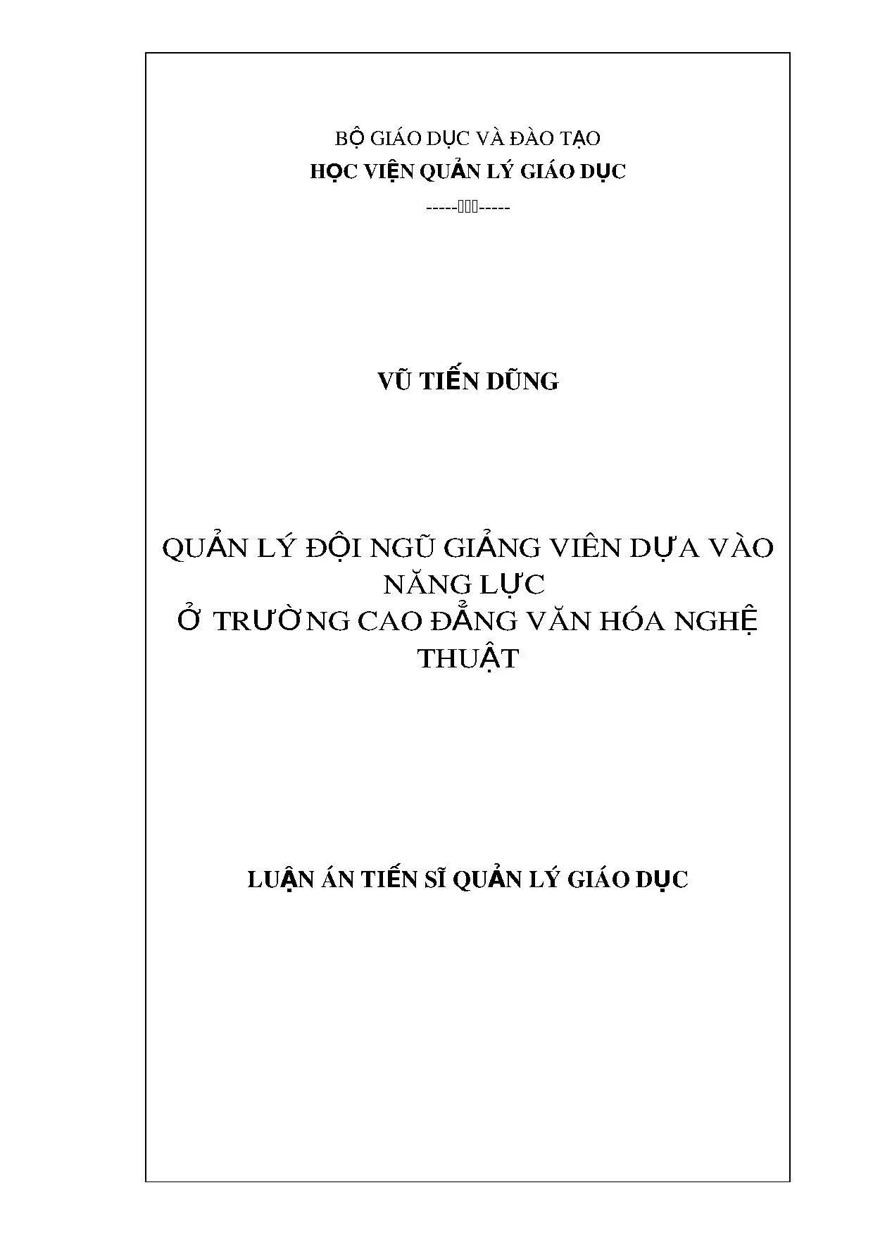 Luận án tiến sĩ quản lý giáo dục quản lý đội ngũ giảng viên
