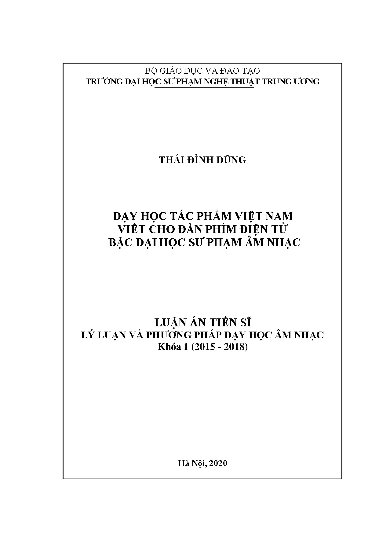 Luận án tiến sĩ dạy học tác phẩm việt nam viết cho đàn phím