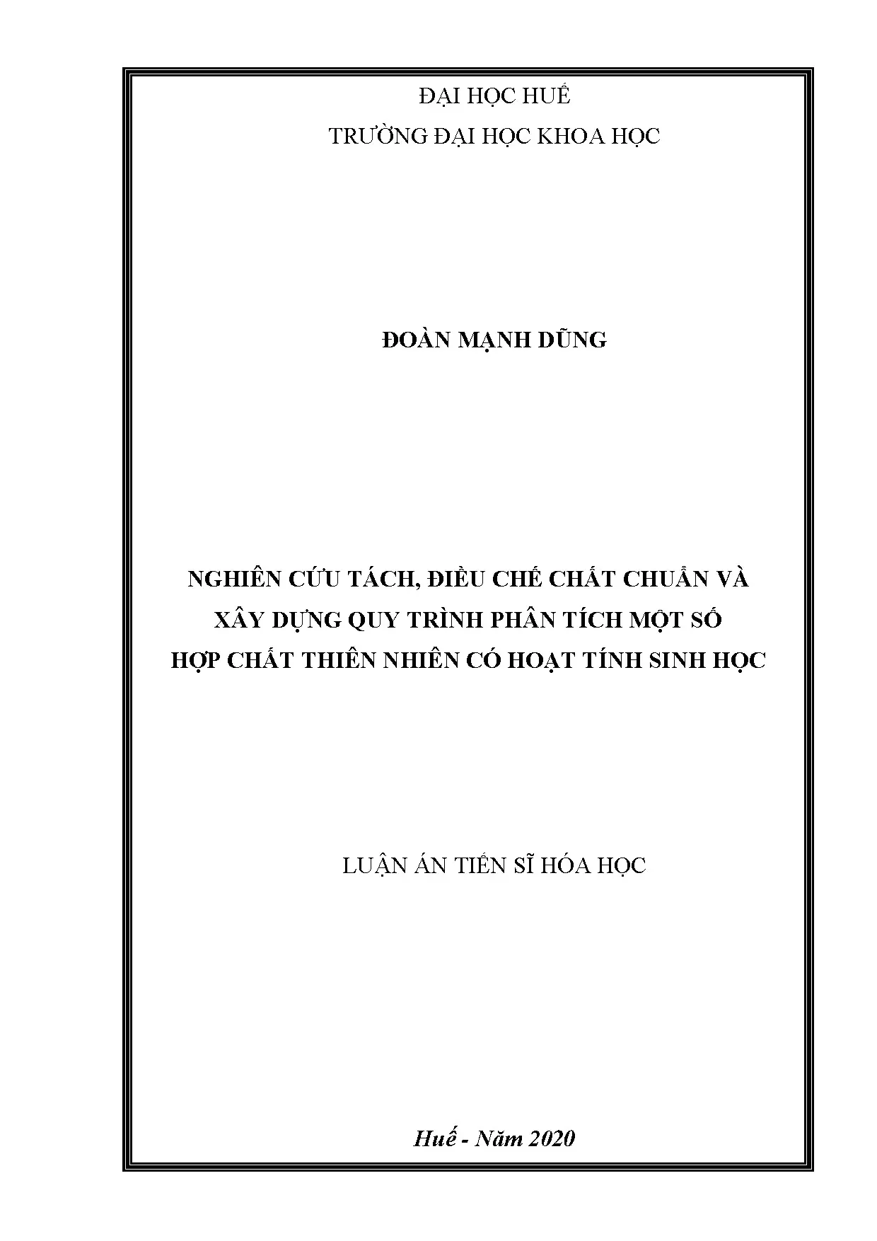 Luận án tiến sĩ nghiên cứu tách điều chế chất chuẩn và xây d
