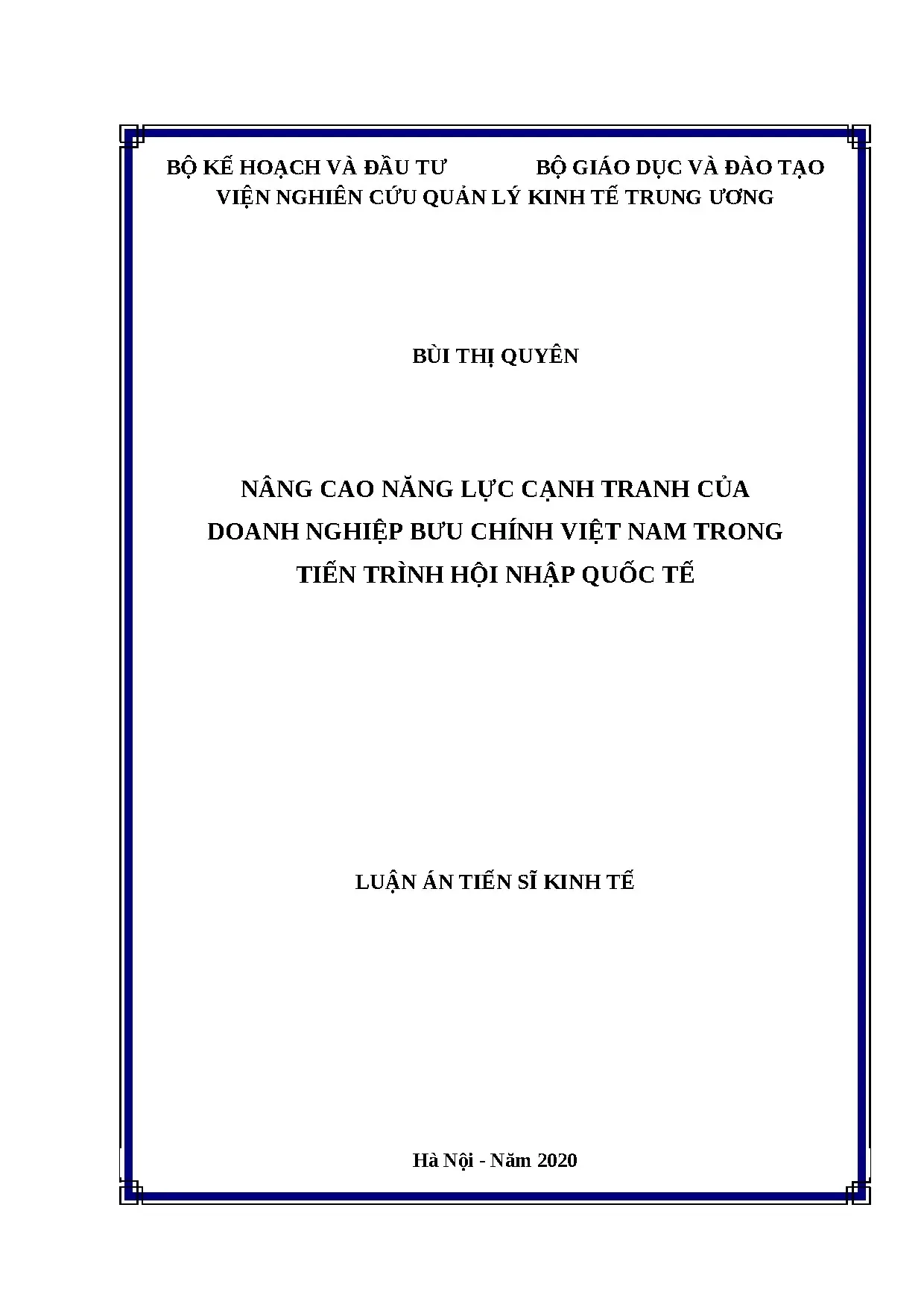 Luận án tiến sĩ kinh tế phát triển full nâng cao năng lực cạ