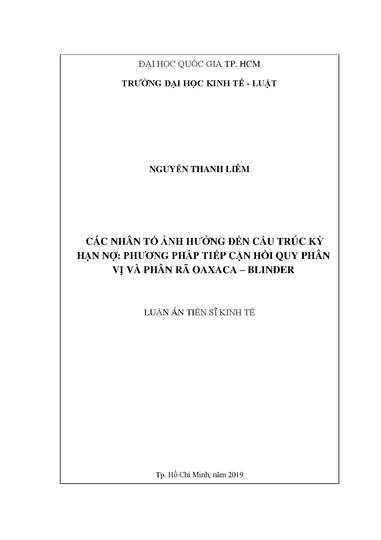 Các nhân tố ảnh hưởng đến cấu trúc kỳ hạn nợ phương pháp tiế