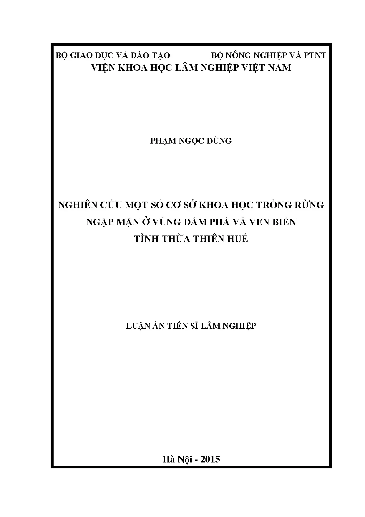 Luận án tiến sĩ lâm nghiệp nghiên cứu một số cơ sở khoa học