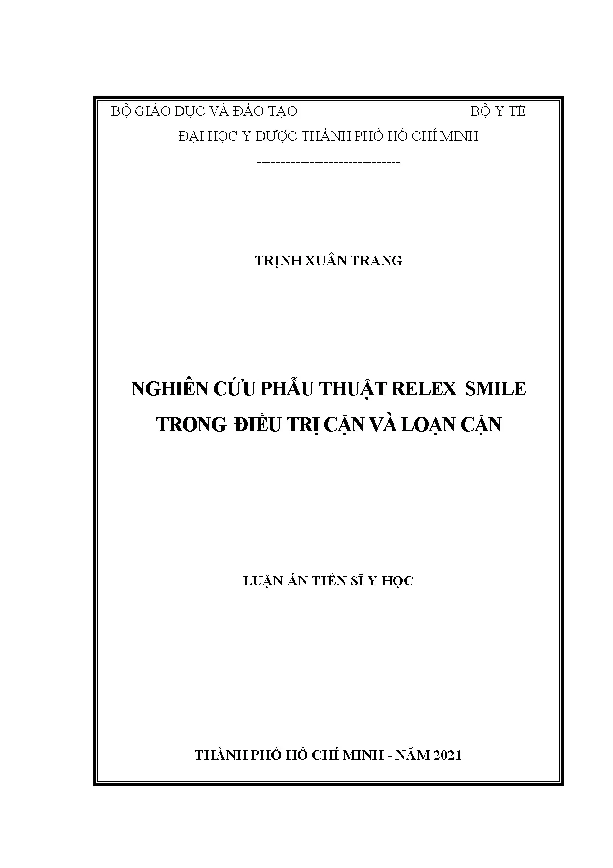 Luận án tiến sĩ 2021 nghiên cứu phẫu thuật relex smile trong