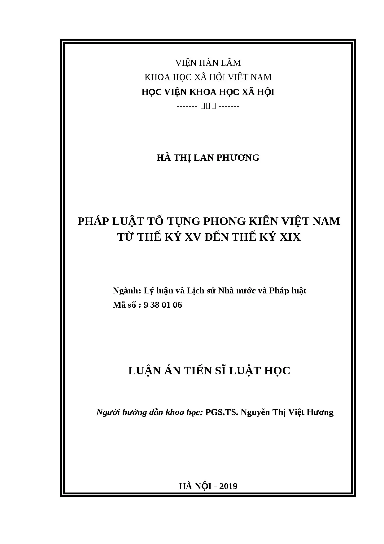 Luận án tiến sĩ pháp luật tố tụng phong kiến việt nam từ thế