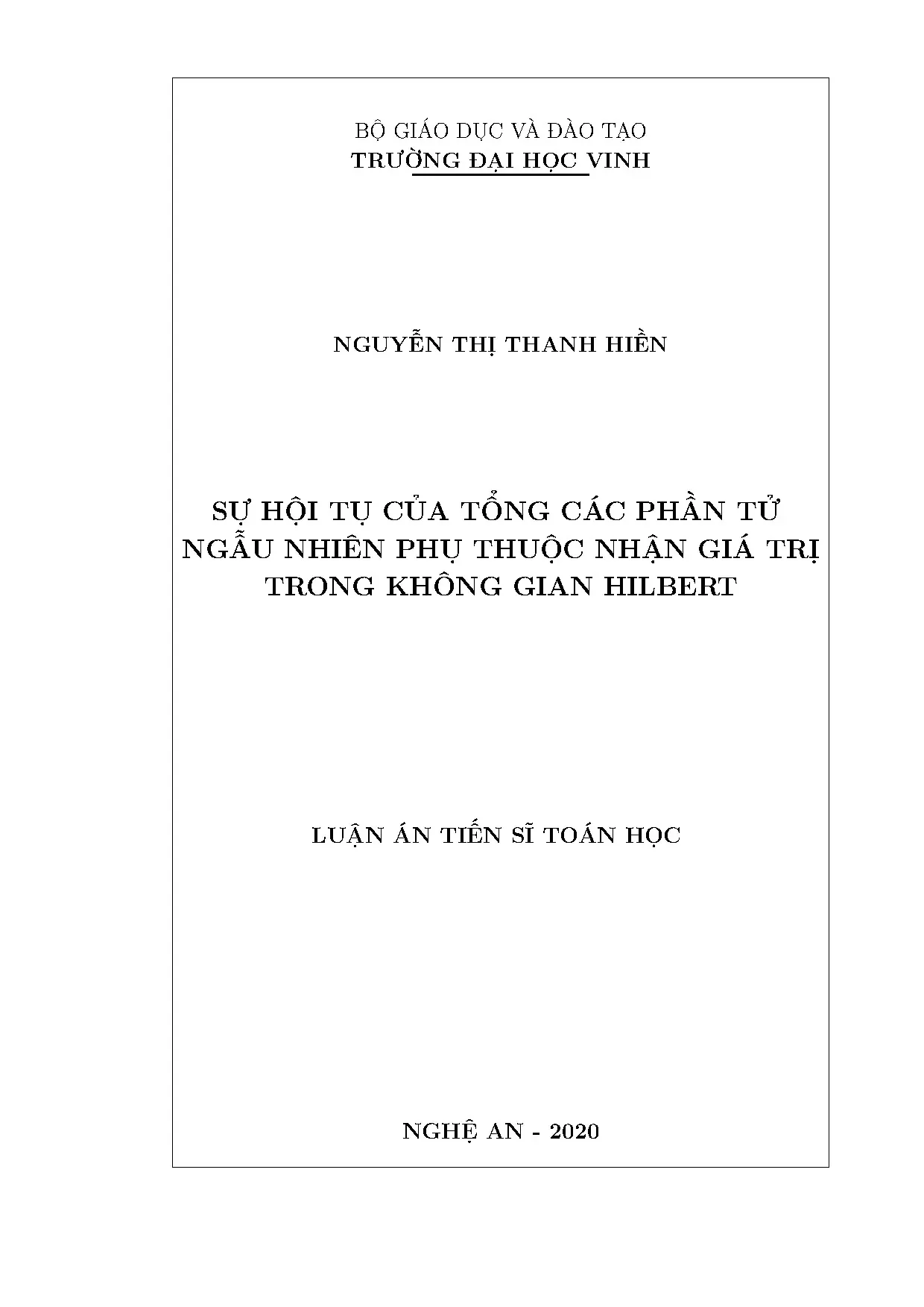 Sự hội tụ của tổng các phần tử ngẫu nhiên phụ thuộc nhận giá